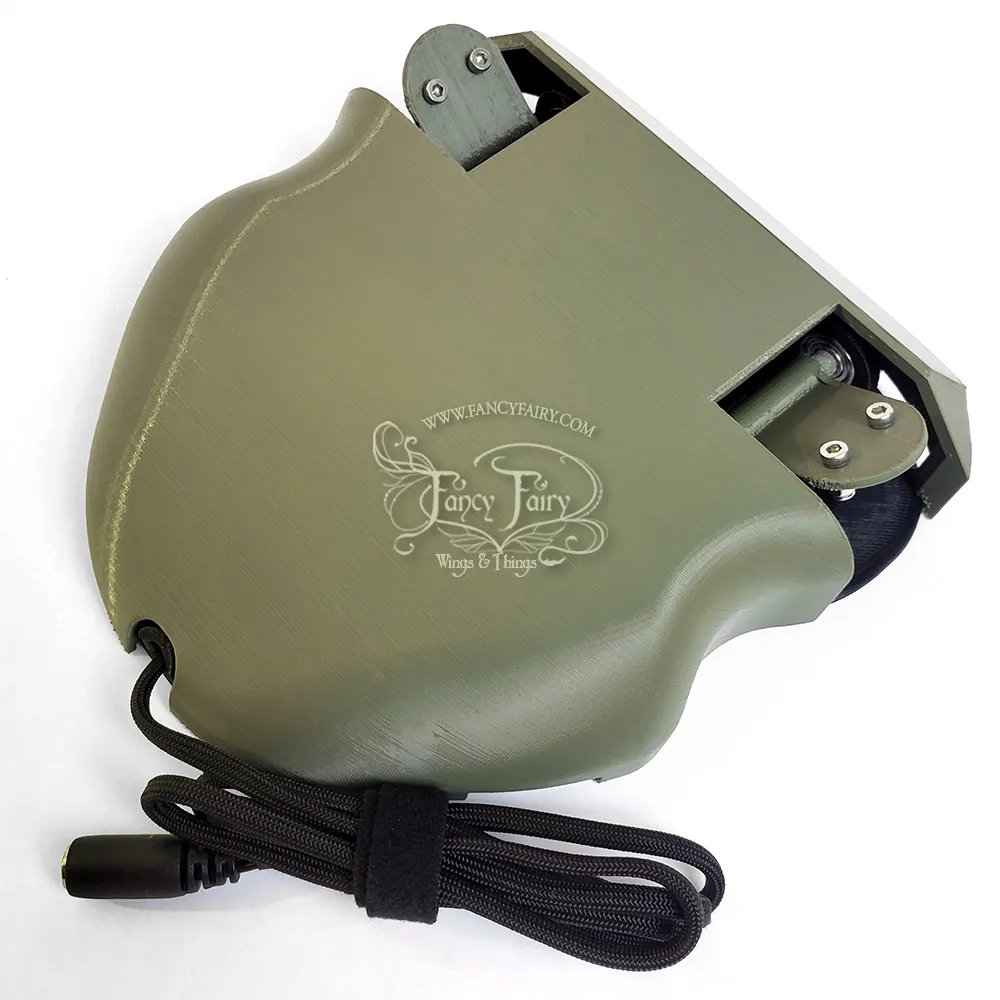Flapping Fairy Wing Mechanism Pre-assembled in Olive Green with Black Back Plate