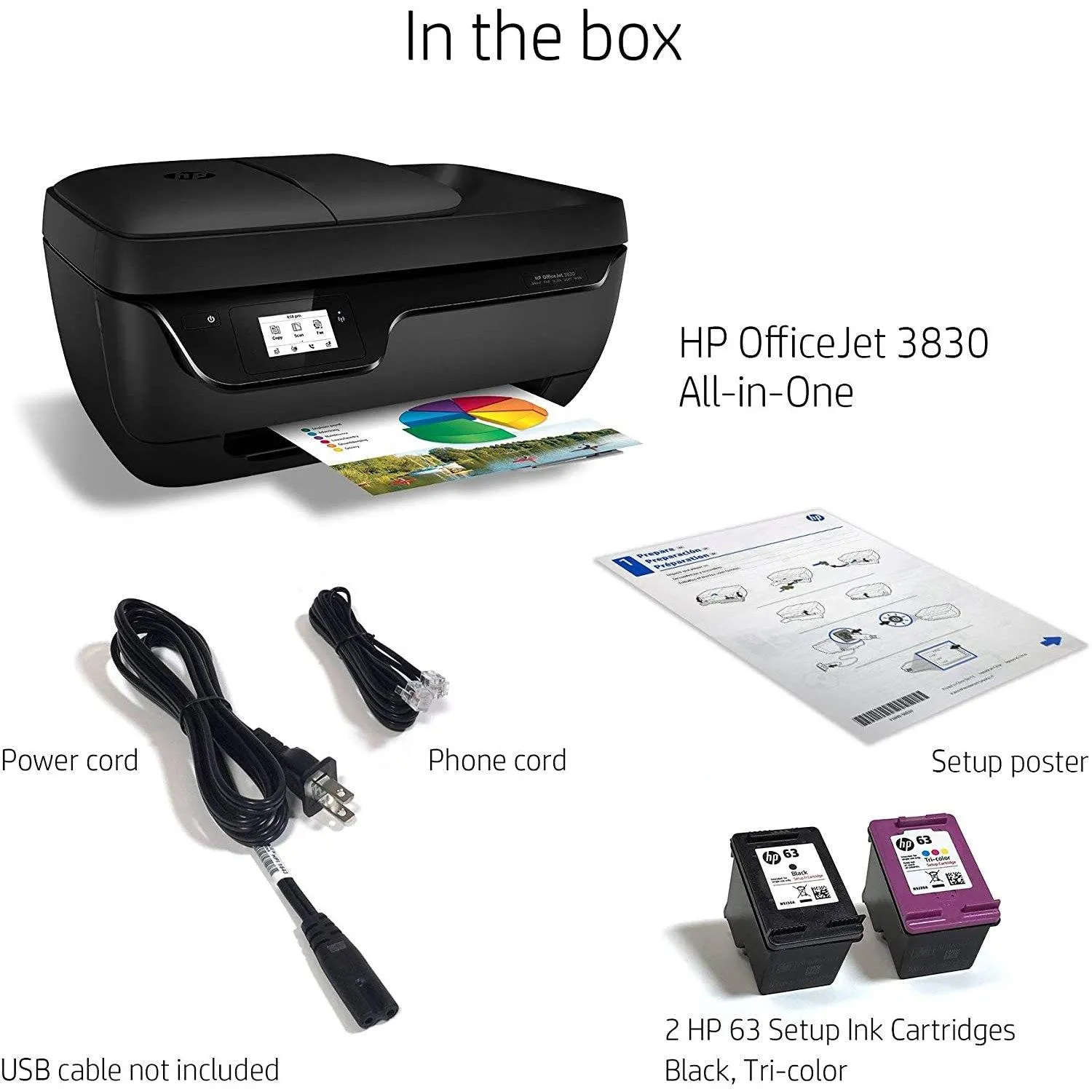 HP OfficeJet 3830 Wireless All-in-One Printer with Mobile Printing (Refurbished)