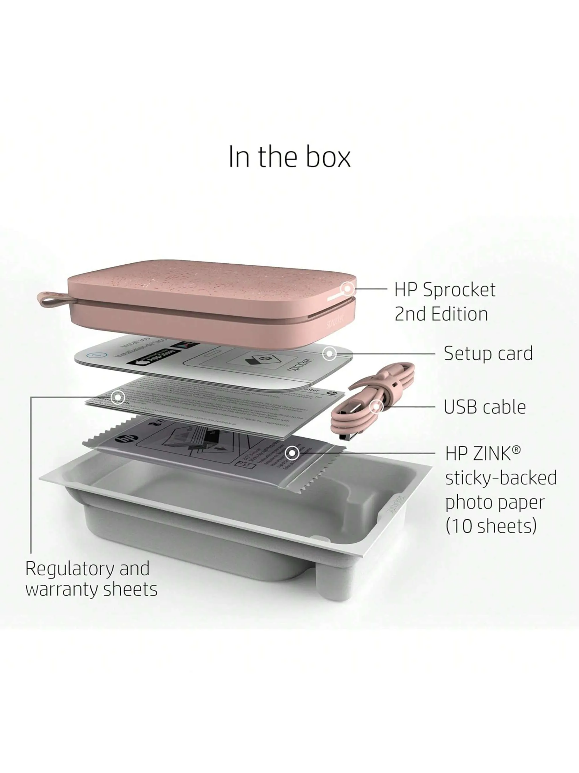 HP Sprocket Portable 2x3" Instant Color Photo Printer, Compact & Portable Printer