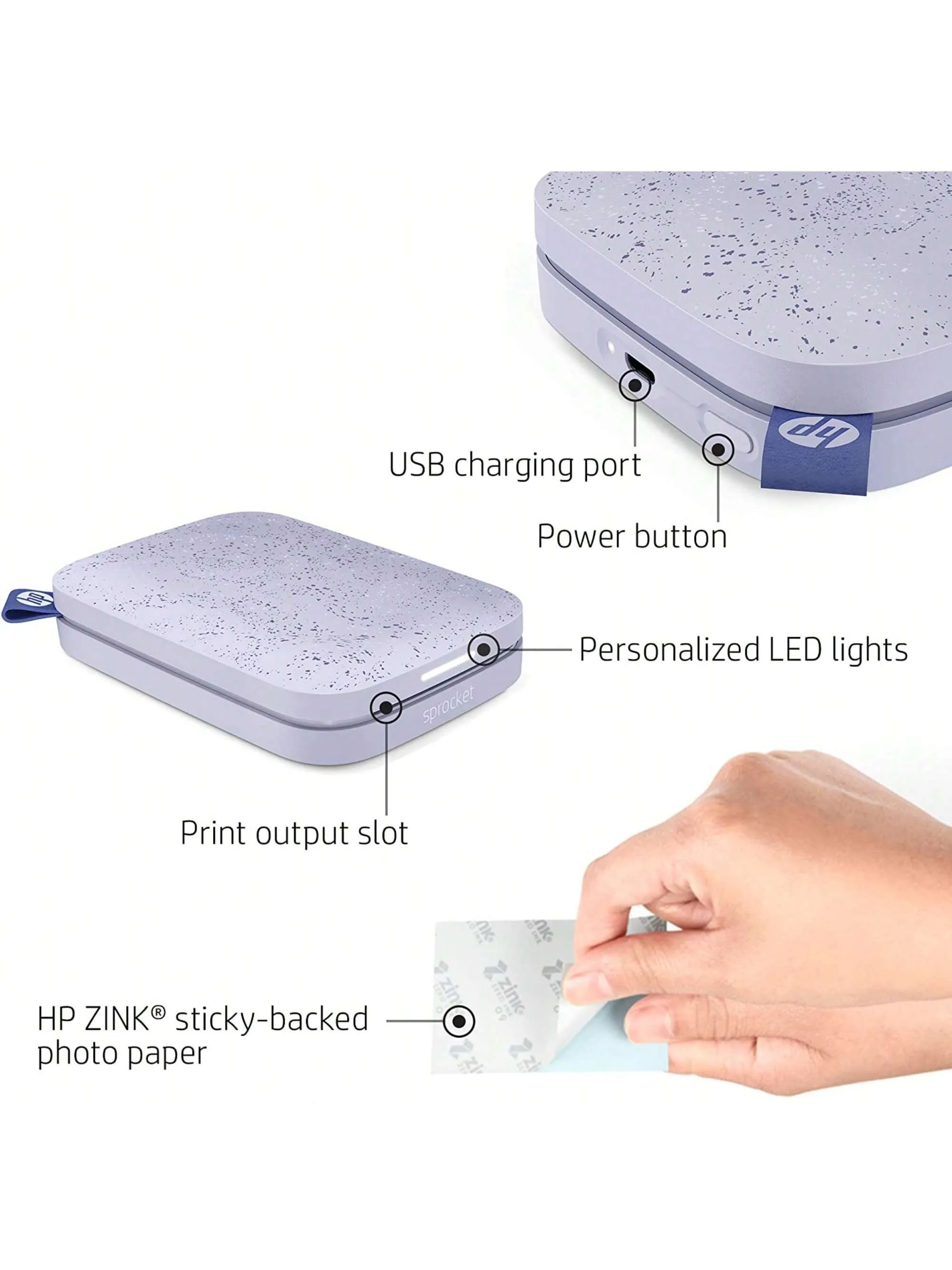 HP Sprocket Portable 2x3" Instant Color Photo Printer, Compact & Portable Printer