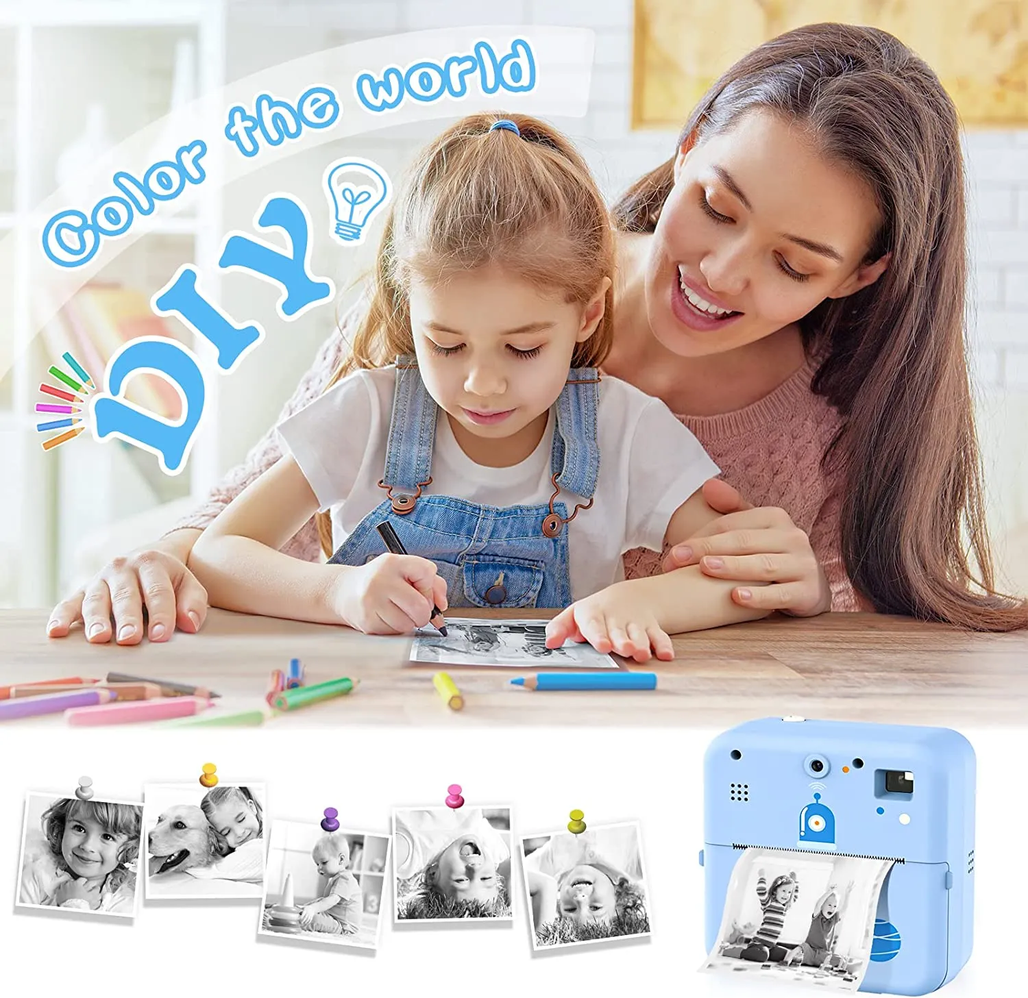 Instant Photo Print Camera For Kids Thermal Label Printer Digital Toy Camera For Child Girl Birthday Gift