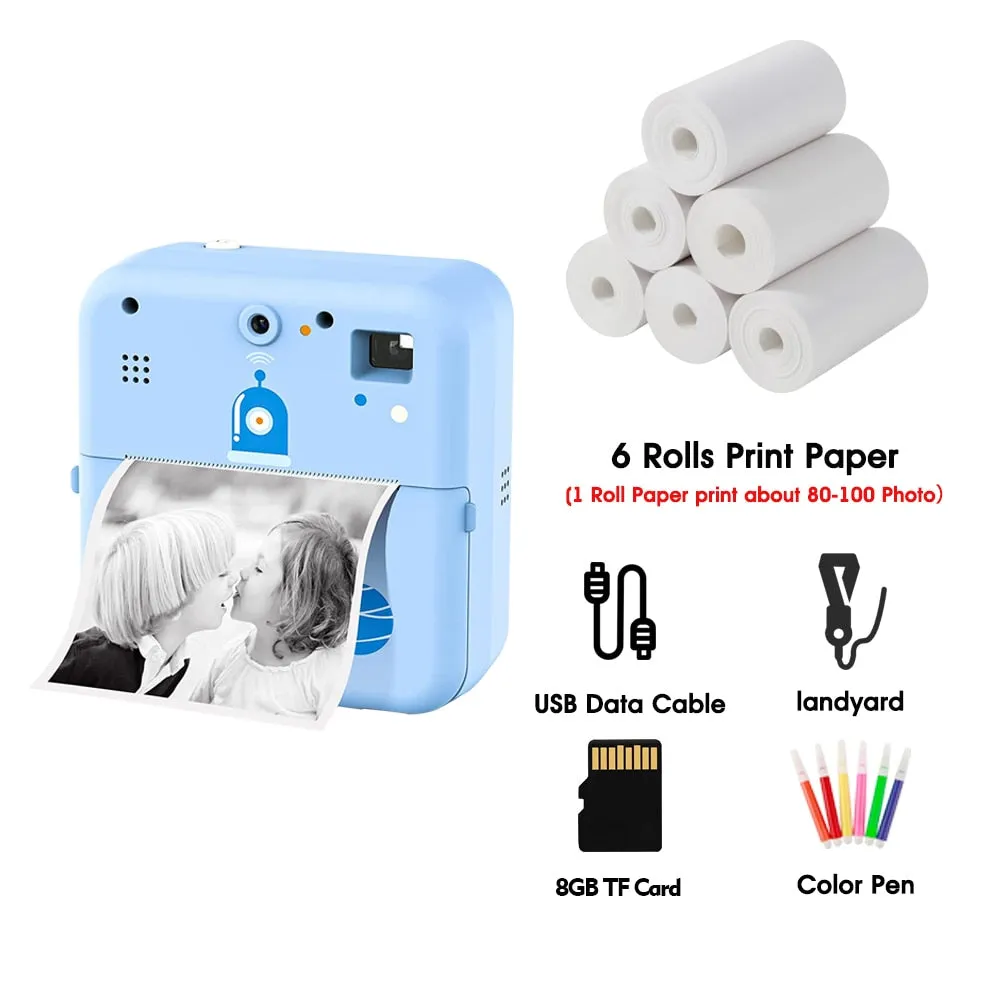 Instant Photo Print Camera For Kids Thermal Label Printer Digital Toy Camera For Child Girl Birthday Gift