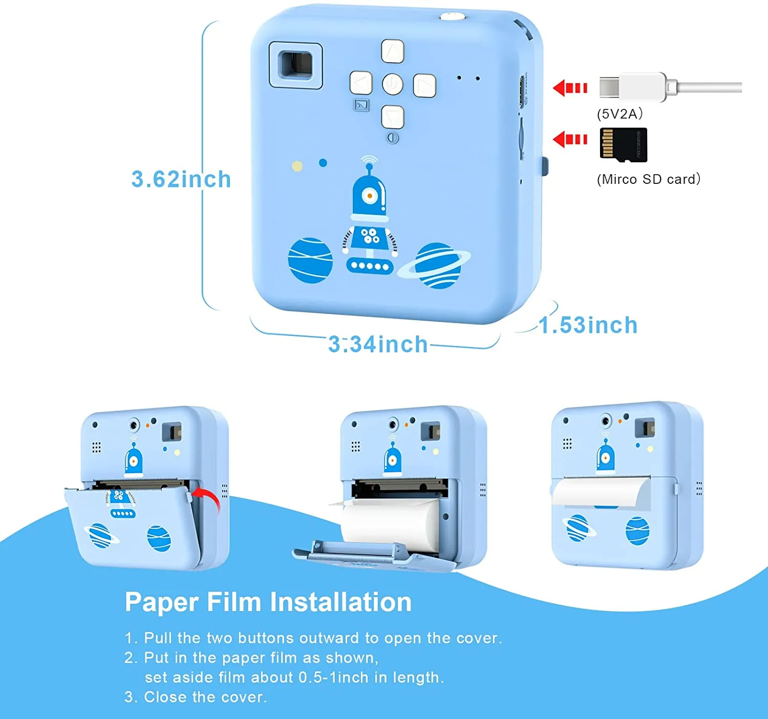 Instant Photo Print Camera For Kids Thermal Label Printer Digital Toy Camera For Child Girl Birthday Gift