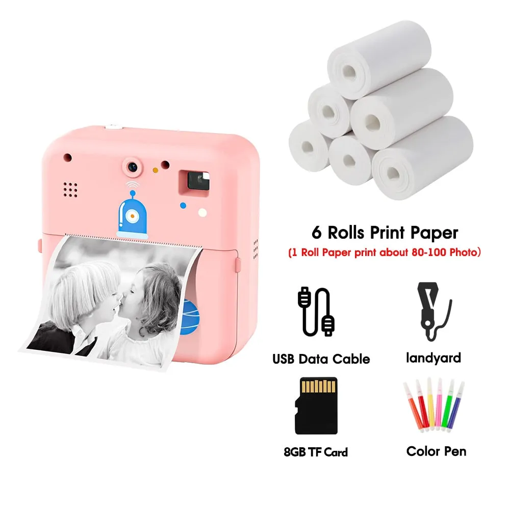 Instant Photo Print Camera For Kids Thermal Label Printer Digital Toy Camera For Child Girl Birthday Gift