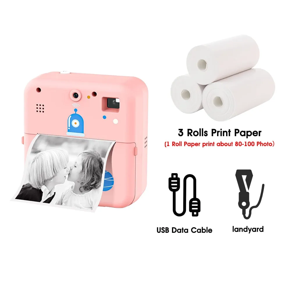 Instant Photo Print Camera For Kids Thermal Label Printer Digital Toy Camera For Child Girl Birthday Gift