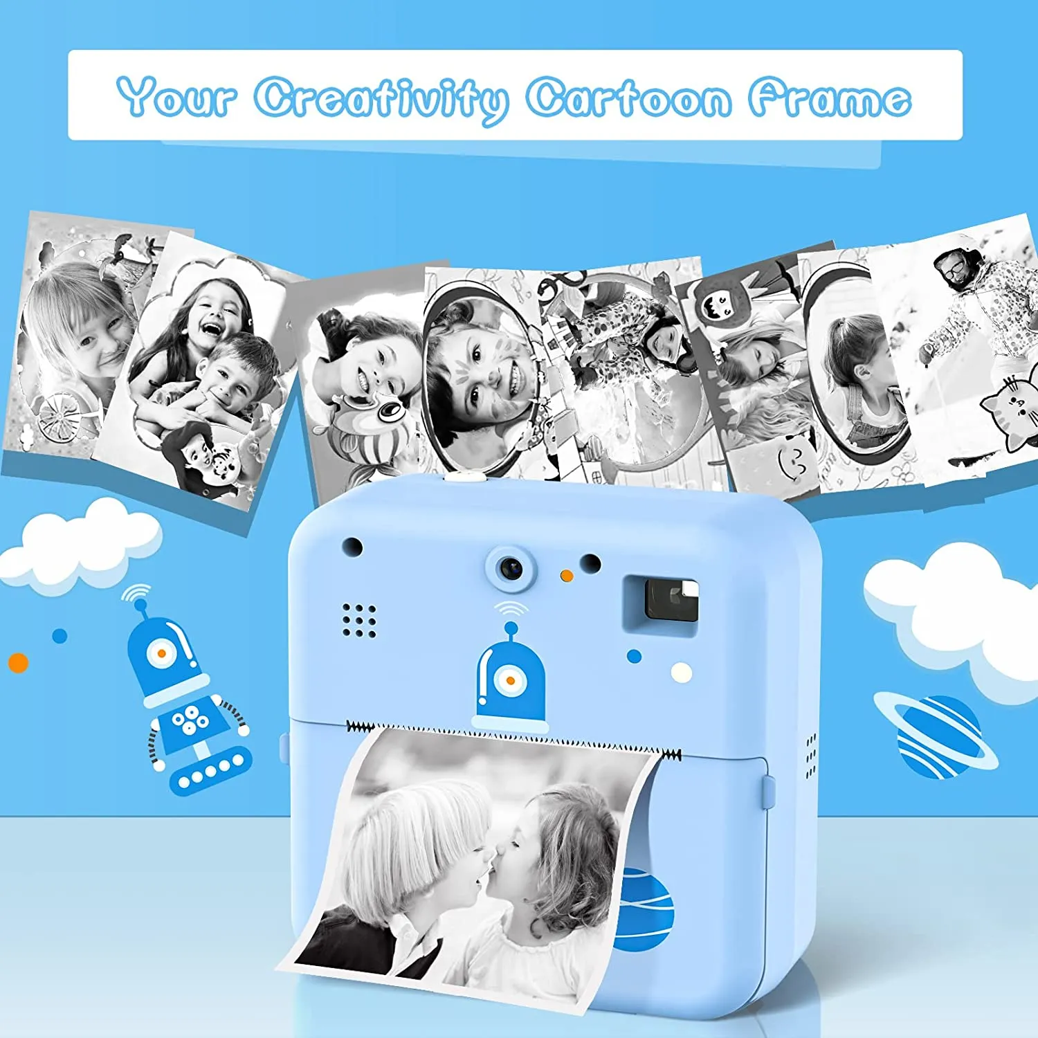 Instant Photo Print Camera For Kids Thermal Label Printer Digital Toy Camera For Child Girl Birthday Gift