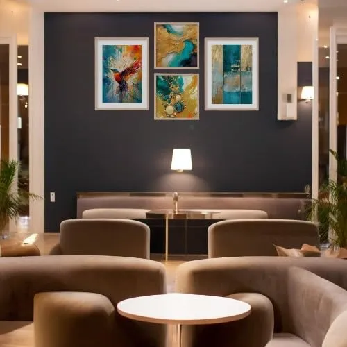 Kalit Kala Majestic Bird Modern Wall Art Aesthetic Paintings & Prints with frame for room decoration,wall decoration, living room, bedroom.Big Size Set of 4