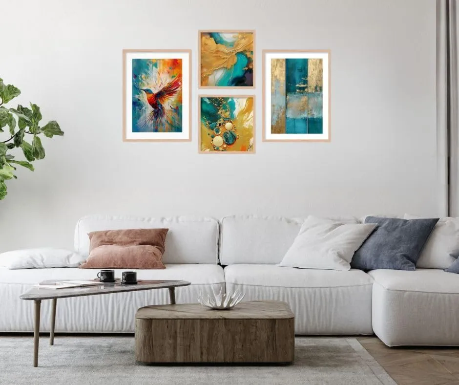 Kalit Kala Majestic Bird Modern Wall Art Aesthetic Paintings & Prints with frame for room decoration,wall decoration, living room, bedroom.Big Size Set of 4
