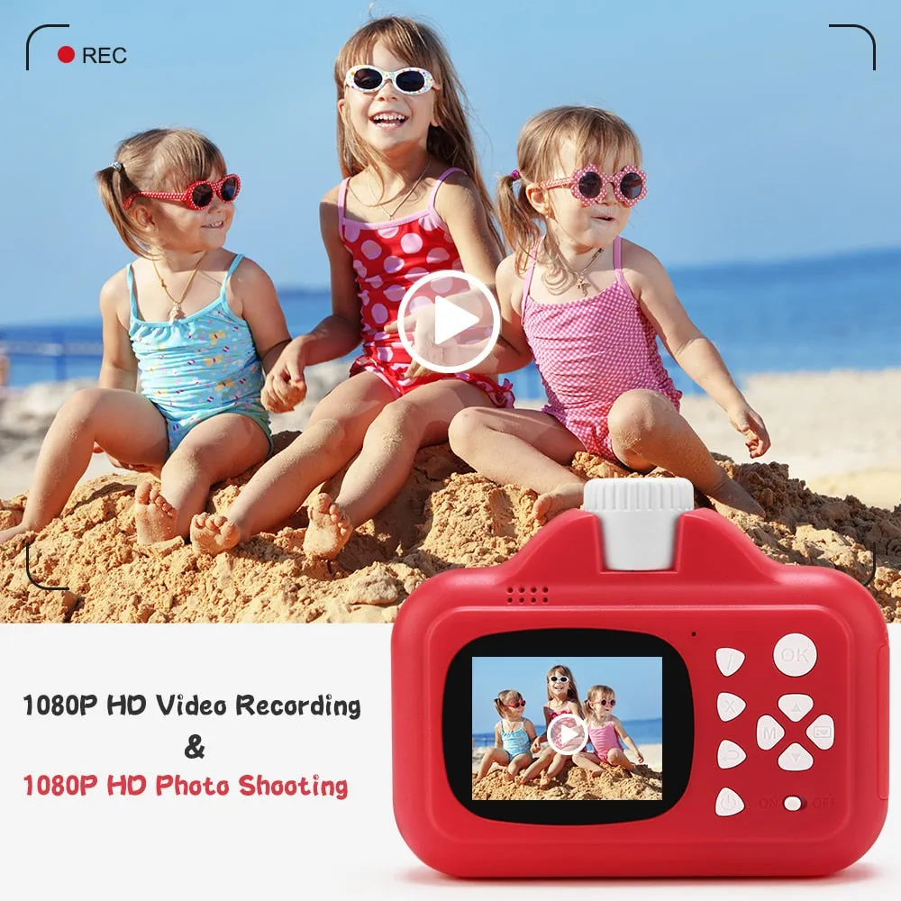 Kids Camera WIFI Instant Print Camera Thermal Printer Wireless WIFI Phone Printer 32GB Card 1080P HD Children Digital Camera Toy