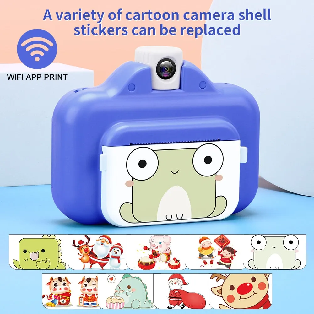 Kids Camera WIFI Instant Print Camera Thermal Printer Wireless WIFI Phone Printer 32GB Card 1080P HD Children Digital Camera Toy