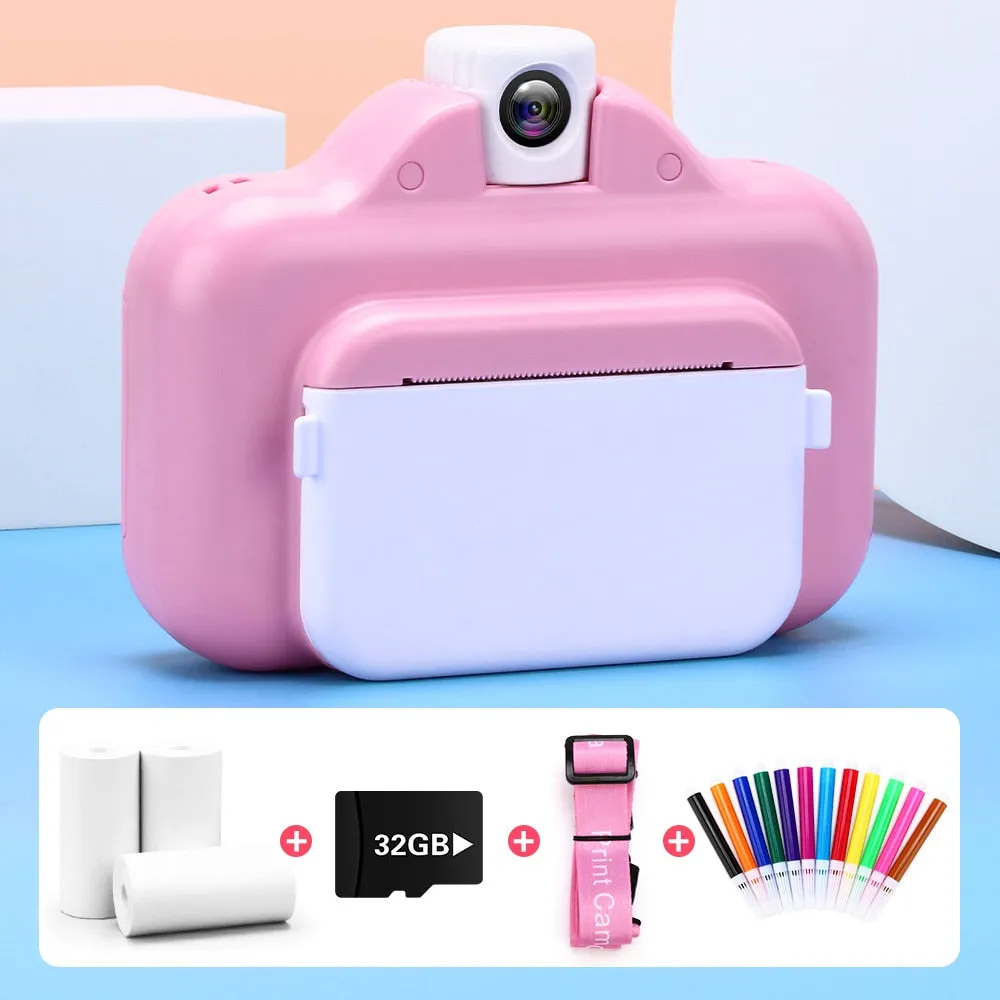 Kids Camera WIFI Instant Print Camera Thermal Printer Wireless WIFI Phone Printer 32GB Card 1080P HD Children Digital Camera Toy