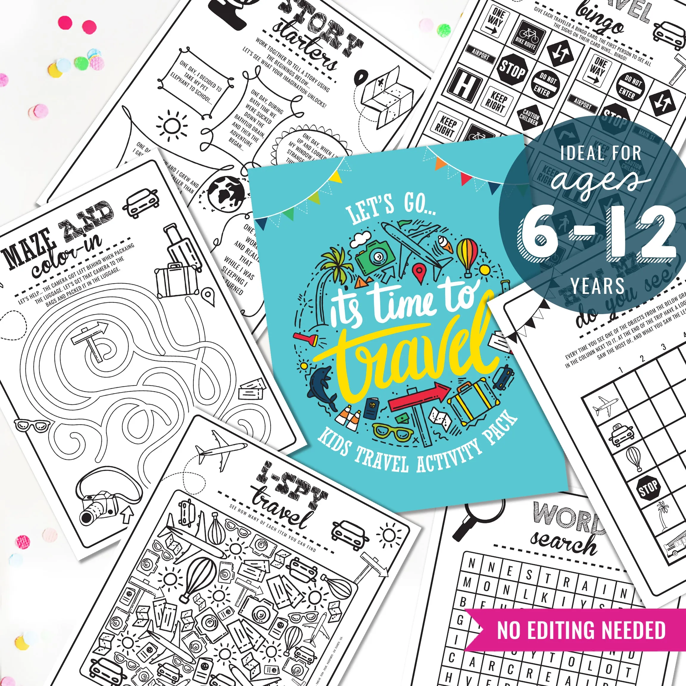 Kids Travel Activity Sheets | Kids Road trip Activity Sheets | Kids Holiday Activities