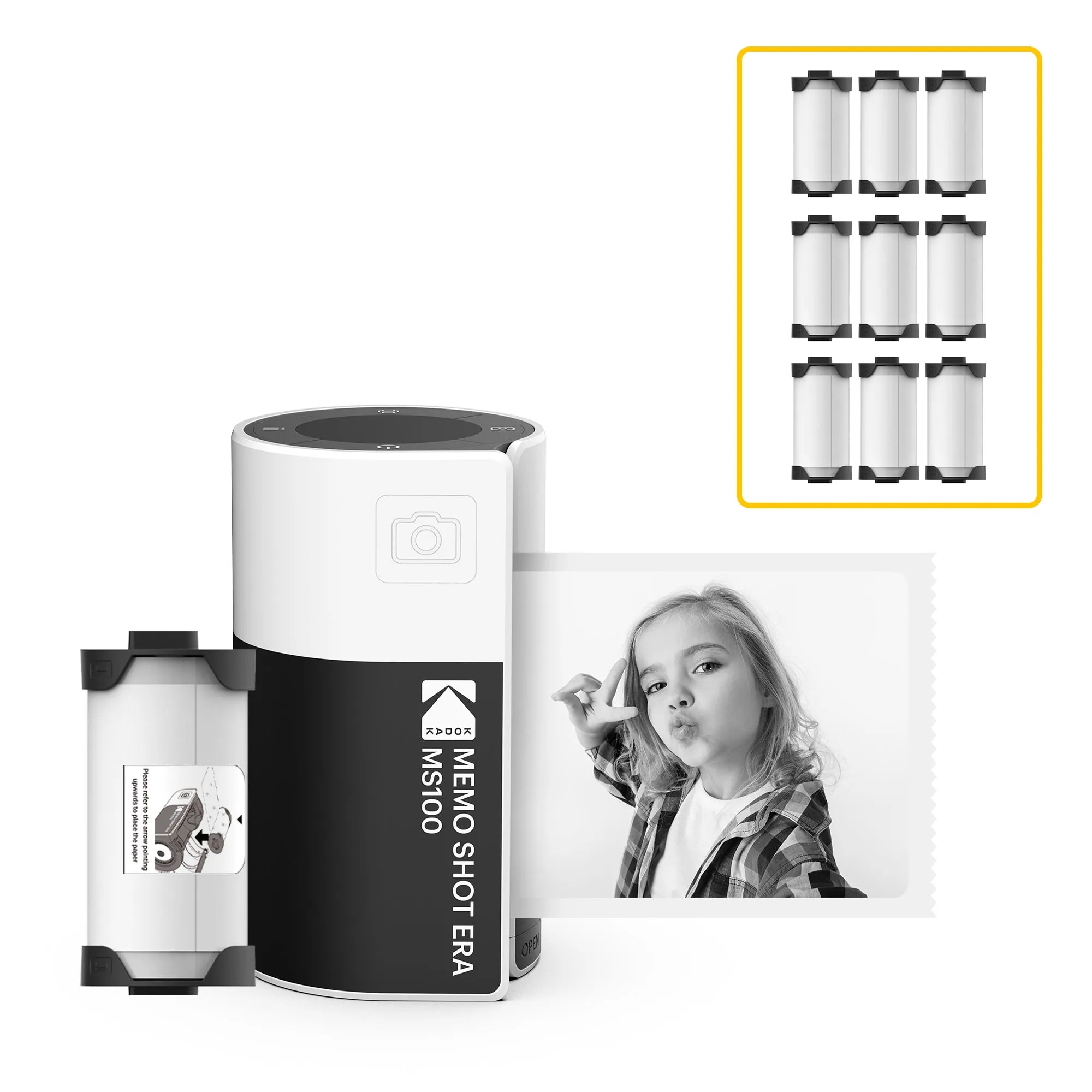 KODAK Memo Shot ERA Label Printer (1.8x2.7inches) bundle (camera with 1 roll   9 rolls cartridge set)