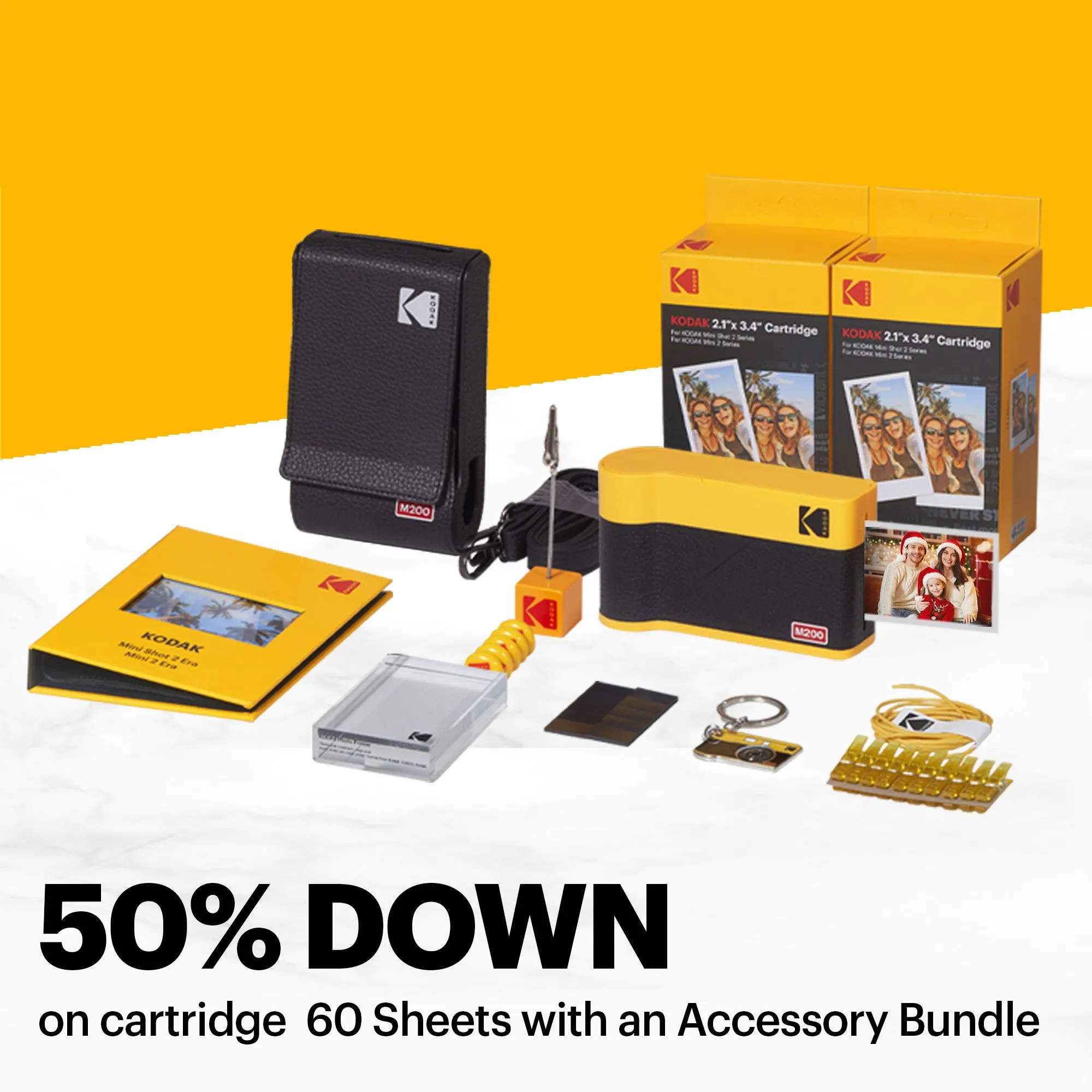 KODAK Mini 2 ERA 4PASS Portable Photo Printer (2.1x3.4) (Printer   68 Sheets   Gift Accessories)
