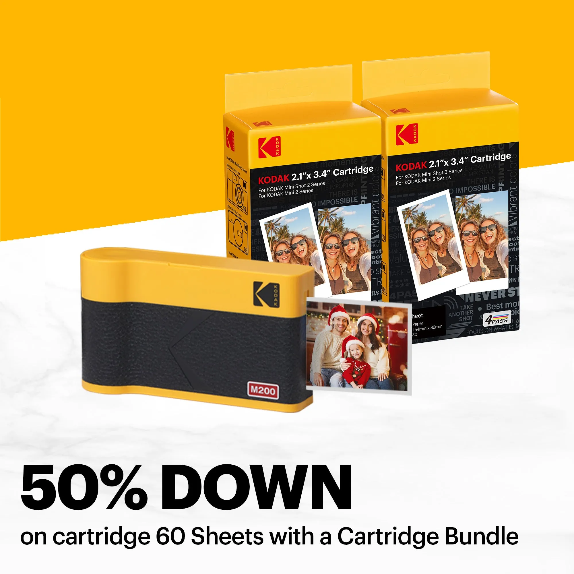 KODAK Mini 2 ERA 4PASS Portable Photo Printer (2.1x3.4) (Printer   68 Sheets)