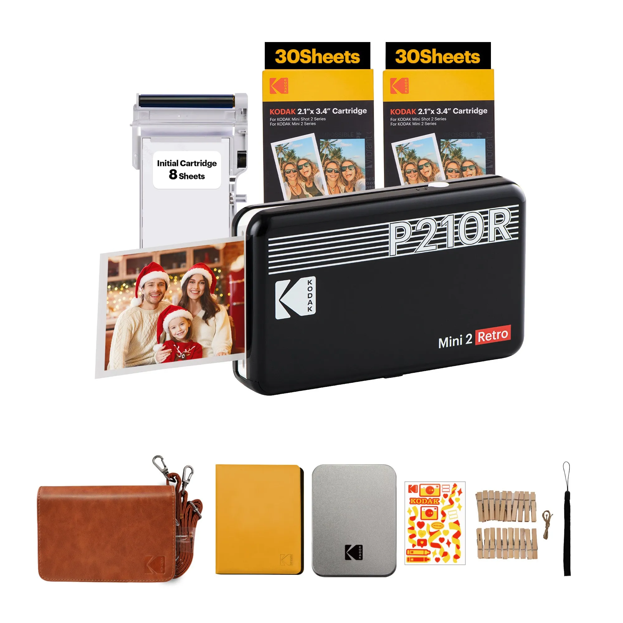 KODAK Mini 2 Retro 4PASS Portable Photo Printer (2.1x3.4 inches)   68 Sheets Gift Bundle