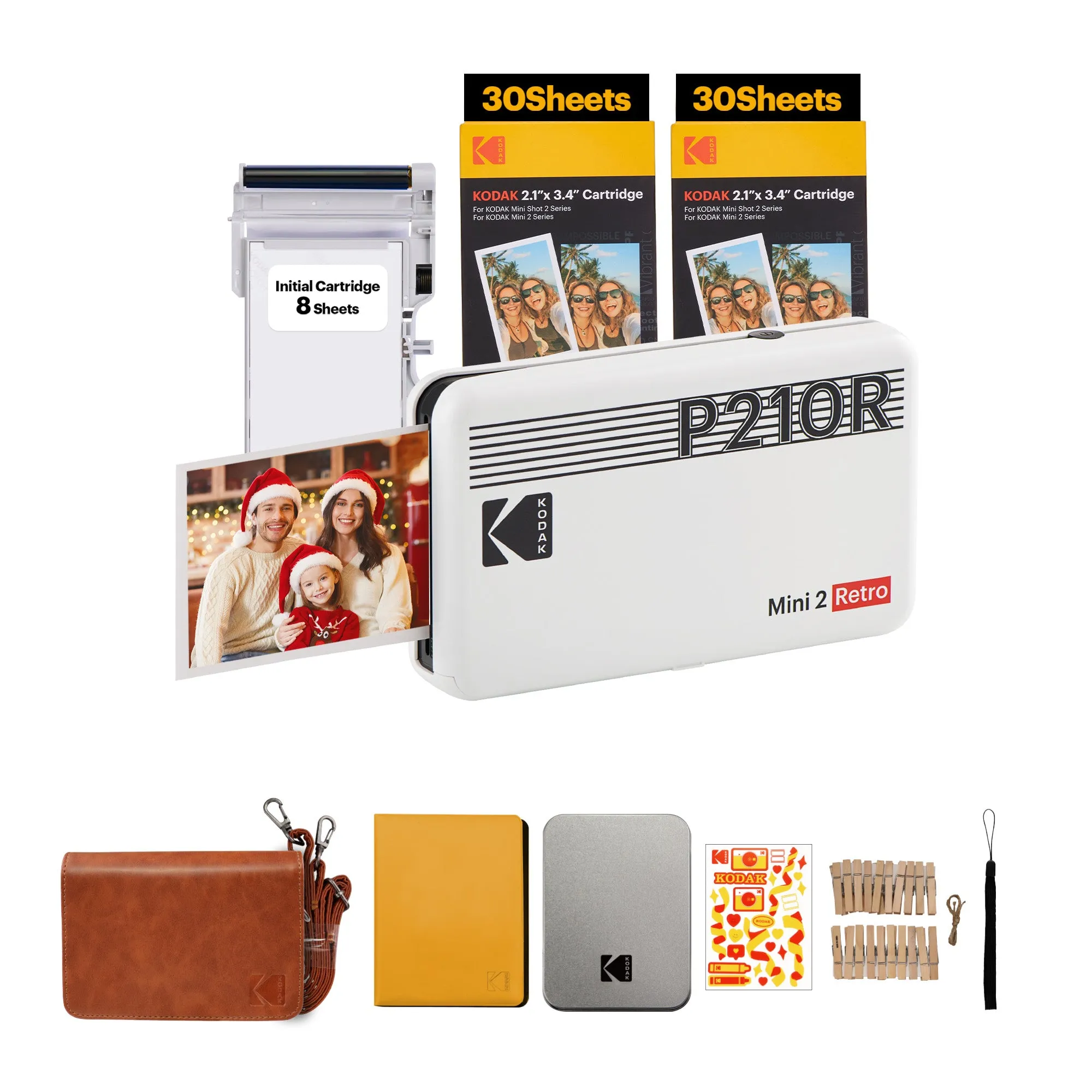KODAK Mini 2 Retro 4PASS Portable Photo Printer (2.1x3.4 inches)   68 Sheets Gift Bundle