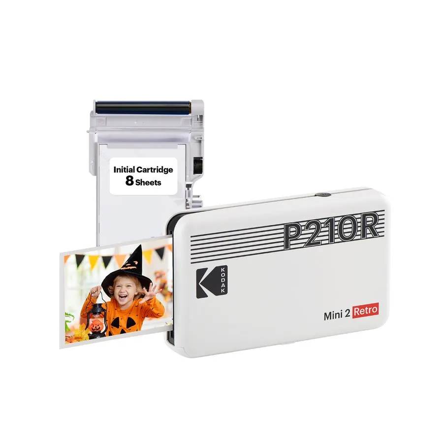 KODAK Mini 2 RETRO Portable Bluetooth NFC Wireless 620mAh Photo Printer Bundle Kit with 68 Film Sheets and Accessories, 2.1" x 3.4" Prints 4PASS Print, Bordered / Borderless Printing, Smartphone App Support (Yellow, Black, White) | P210R