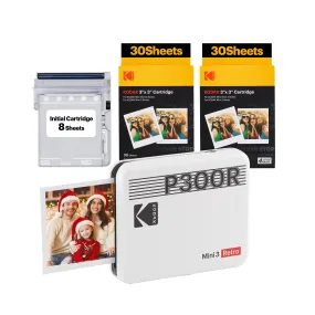 KODAK Mini 3 Retro 4PASS Portable Photo Printer (3x3 inches)   68 Sheets Bundle