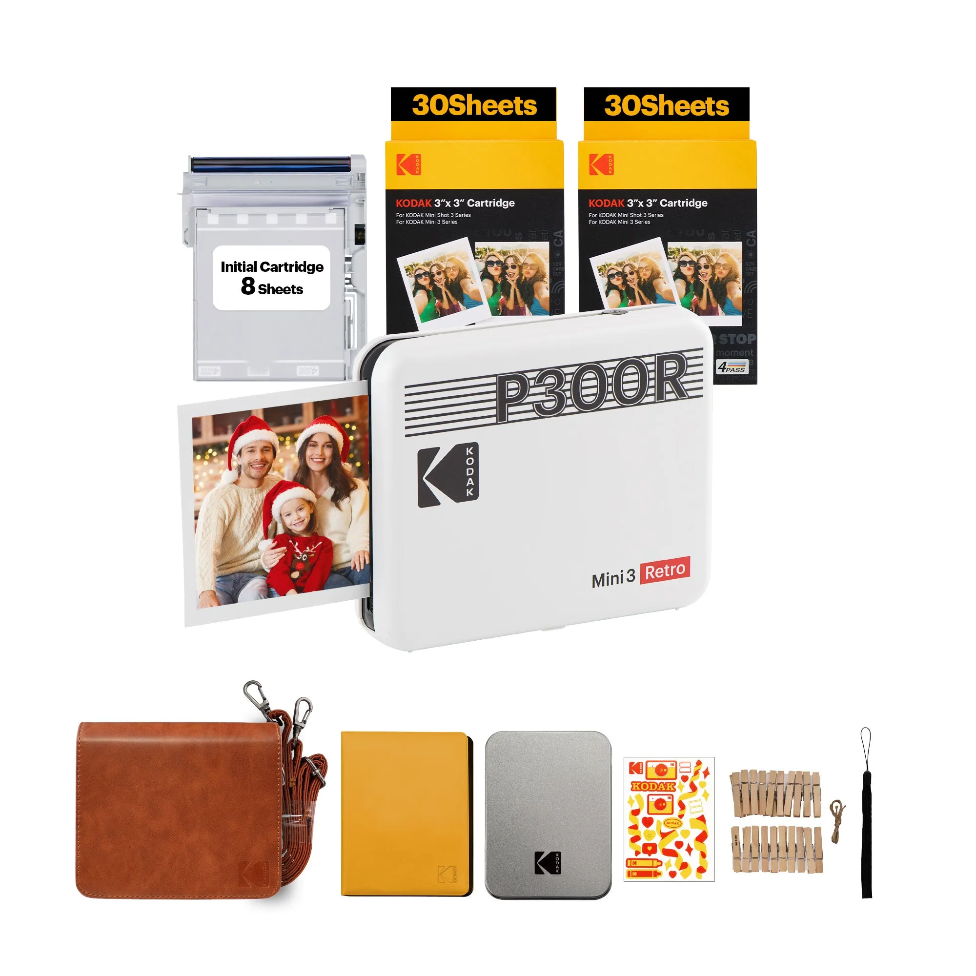 KODAK Mini 3 Retro 4PASS Portable Photo Printer (3x3 inches)   68 Sheets Gift Bundle