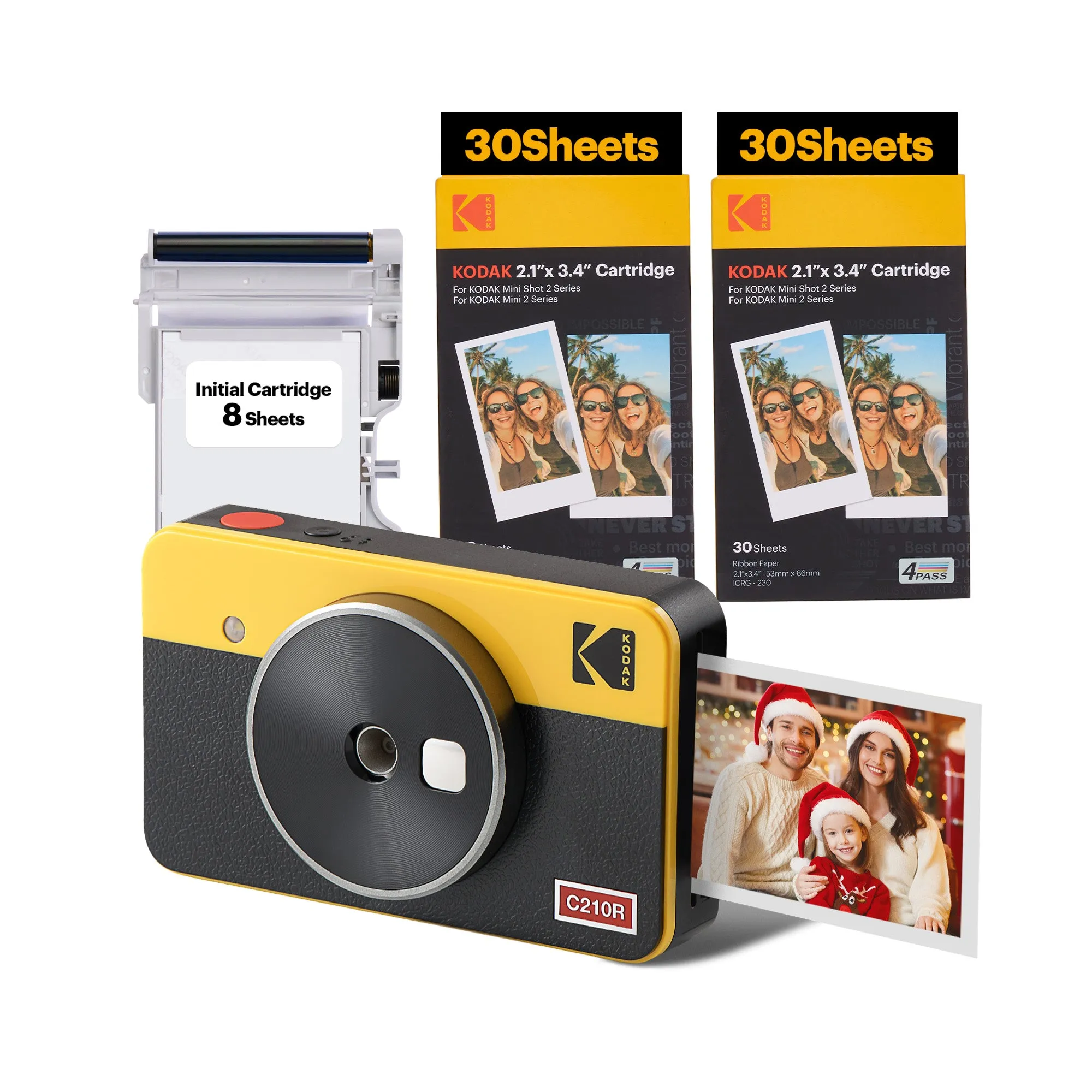 KODAK Mini Shot 2 Retro 4PASS 2-in-1 Instant Camera and Photo Printer (2.1x3.4 inches)   68 Sheets Bundle