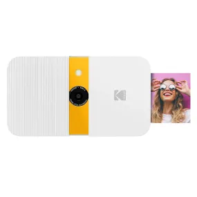 KODAK Smile Instant Print Digital Camera - Slide-Open 10MP Camera w/2x3 Zink Paper, Screen, Fixed Focus, Auto Flash & Photo Editing - White/Yellow