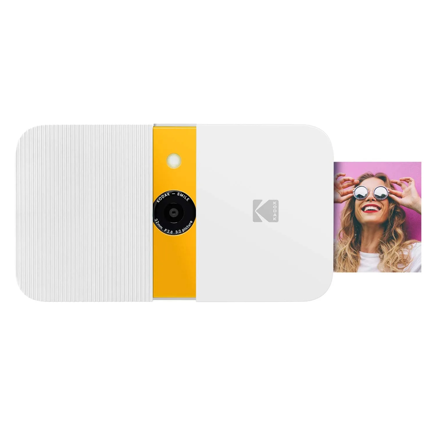 KODAK Smile Instant Print Digital Camera - Slide-Open 10MP Camera w/2x3 Zink Paper, Screen, Fixed Focus, Auto Flash & Photo Editing - White/Yellow