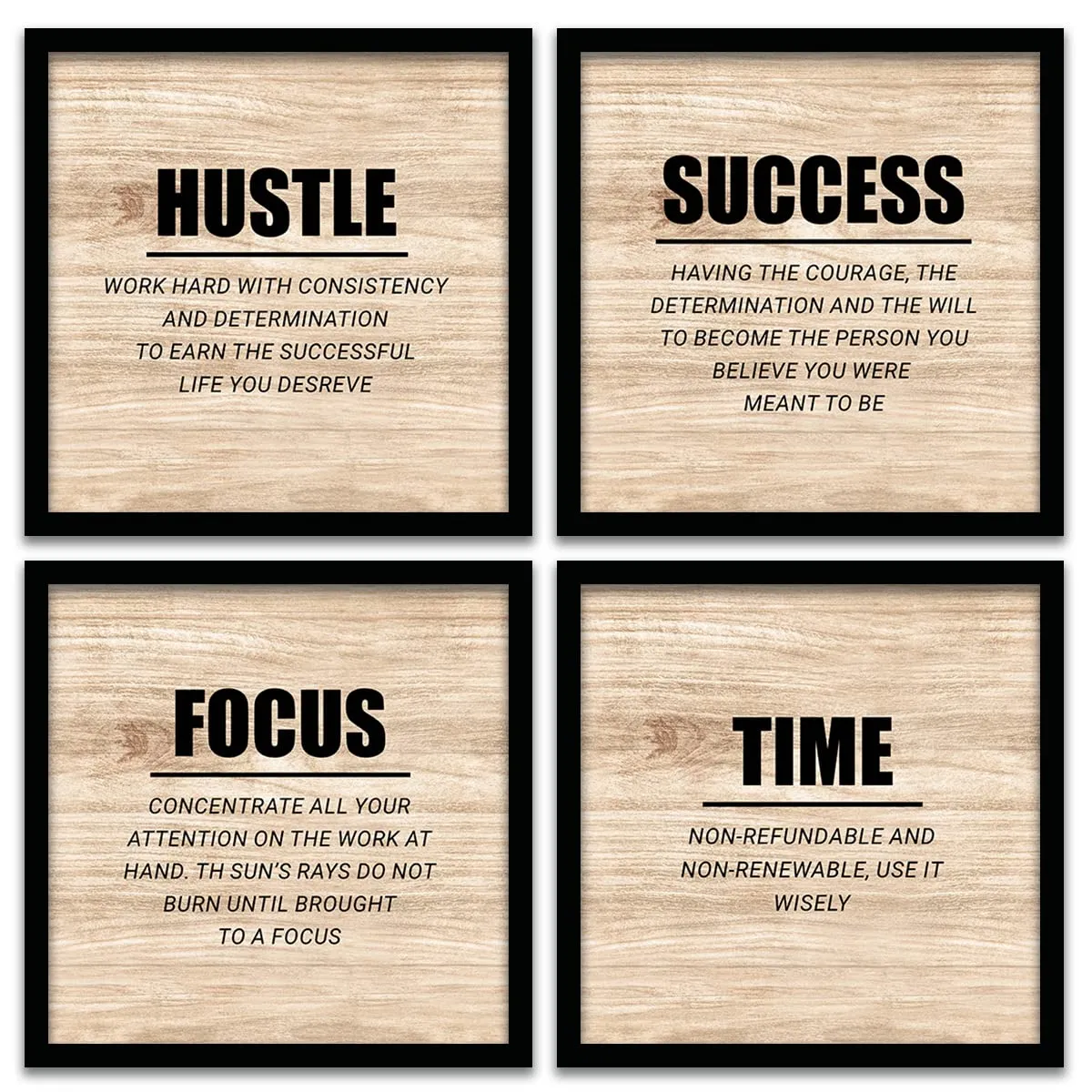 Kotart - Frames For Wall Decor - Motivational Photo Frames For Wall Decoration - Quotes Wall Poster With Frame For Room Living Room (11 Inch X 11 Inch, Multi) Set Of 4 - Engineered Wood