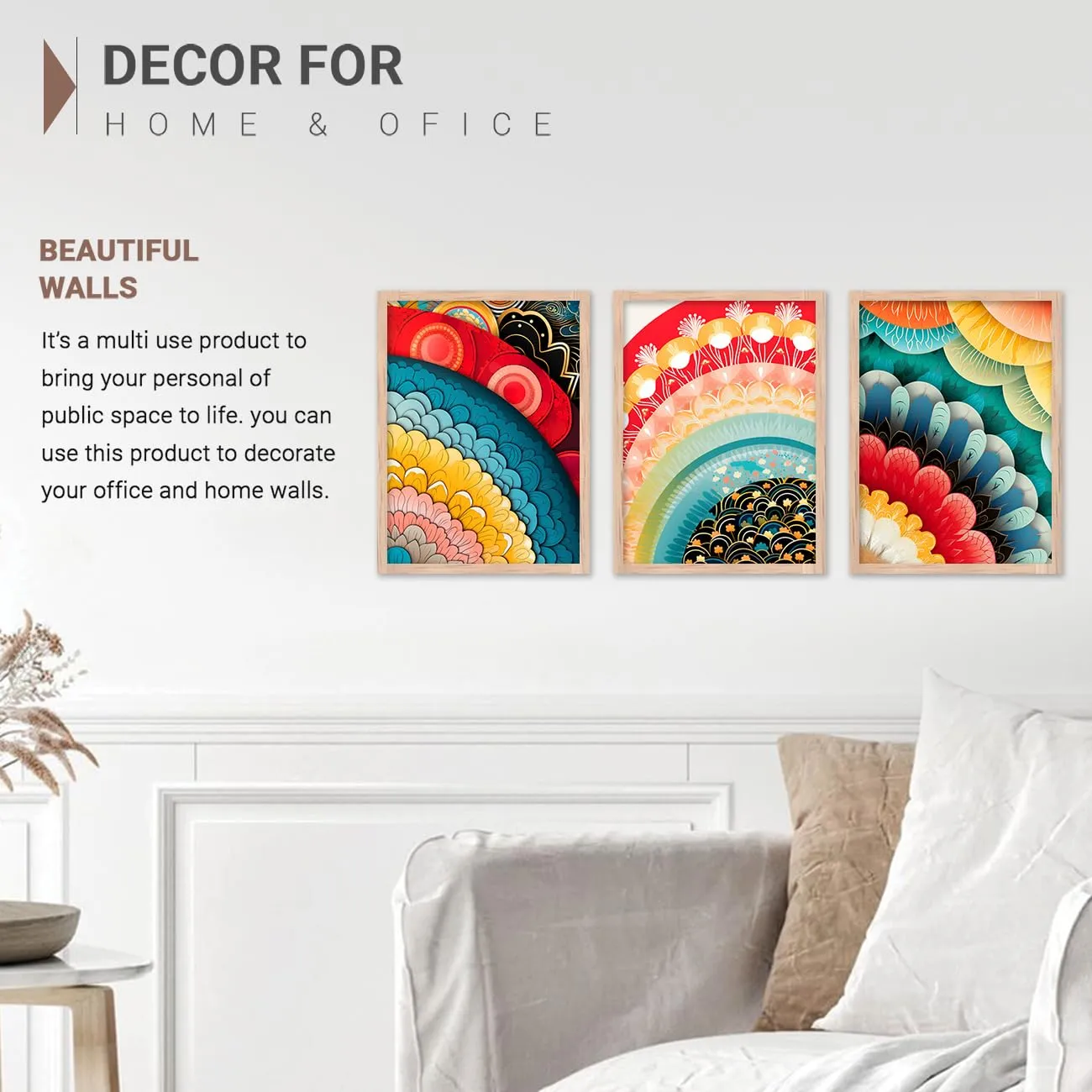kotart Modern Art Home Decor Framed Paintings for Bedroom Living Room Office Wall Decor - Wall Poster with Frame - Painting for Wall Decoration Set of 3 (10 x 13, A)