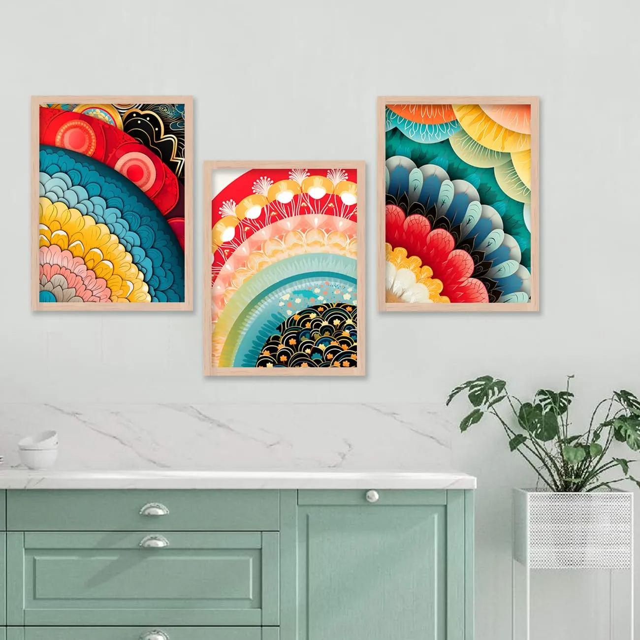 kotart Modern Art Home Decor Framed Paintings for Bedroom Living Room Office Wall Decor - Wall Poster with Frame - Painting for Wall Decoration Set of 3 (10 x 13, A)