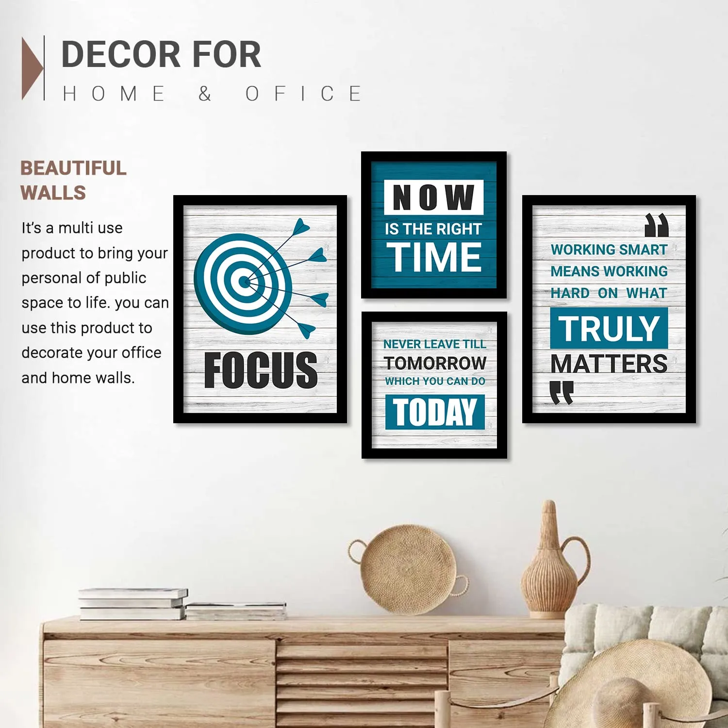 KOTART - Motivational Quotes Framed Posters for Decoration - Wall Frames for Home and Office Wall Decor (11 x 14 inch, Framed)(Blue)