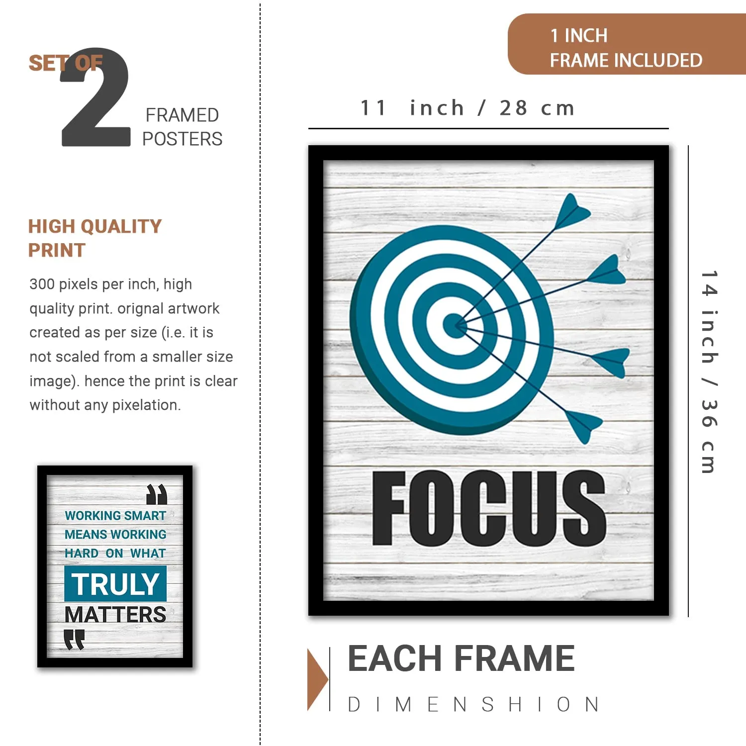 KOTART - Motivational Quotes Framed Posters for Decoration - Wall Frames for Home and Office Wall Decor (11 x 14 inch, Framed)(Blue)