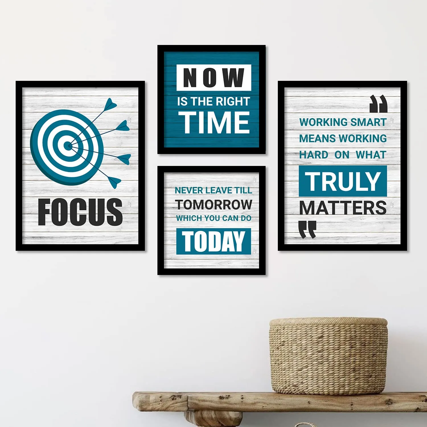 KOTART - Motivational Quotes Framed Posters for Decoration - Wall Frames for Home and Office Wall Decor (11 x 14 inch, Framed)(Blue)