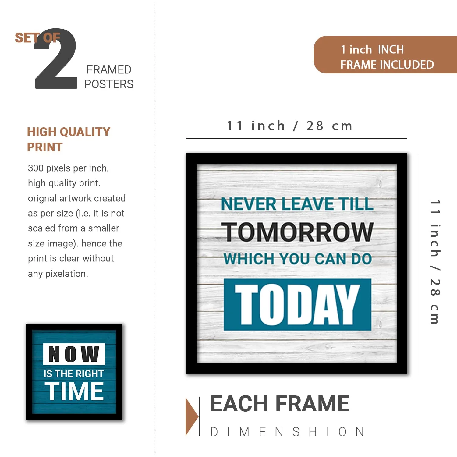 KOTART - Motivational Quotes Framed Posters for Decoration - Wall Frames for Home and Office Wall Decor (11 x 14 inch, Framed)(Blue)