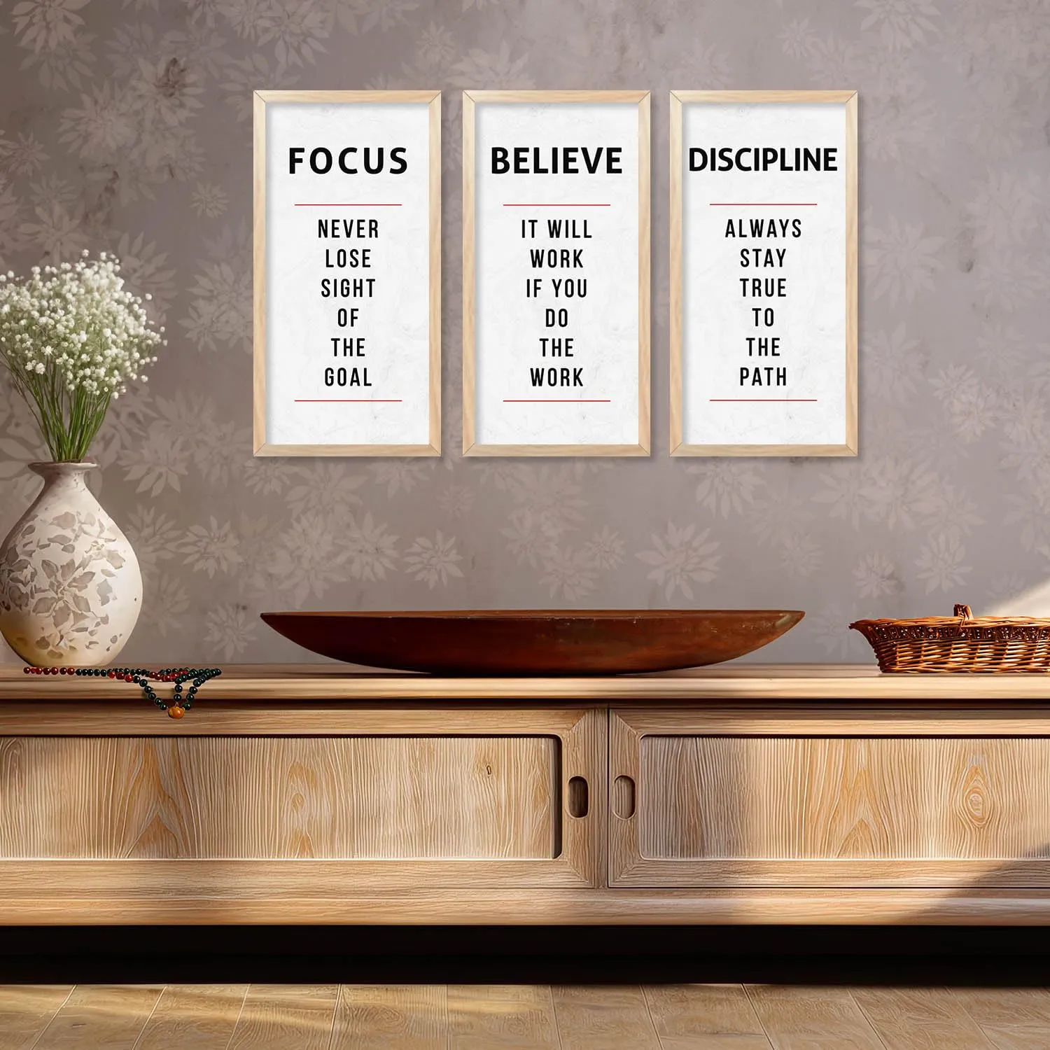 kotart – Motivational Quotes Wall Art For Office Décor Living Room | Motivational Quotes Poster With Frame | Quotes Wall Hanging Painting For Wall Décor Set of 3 (10x19 inch, A)