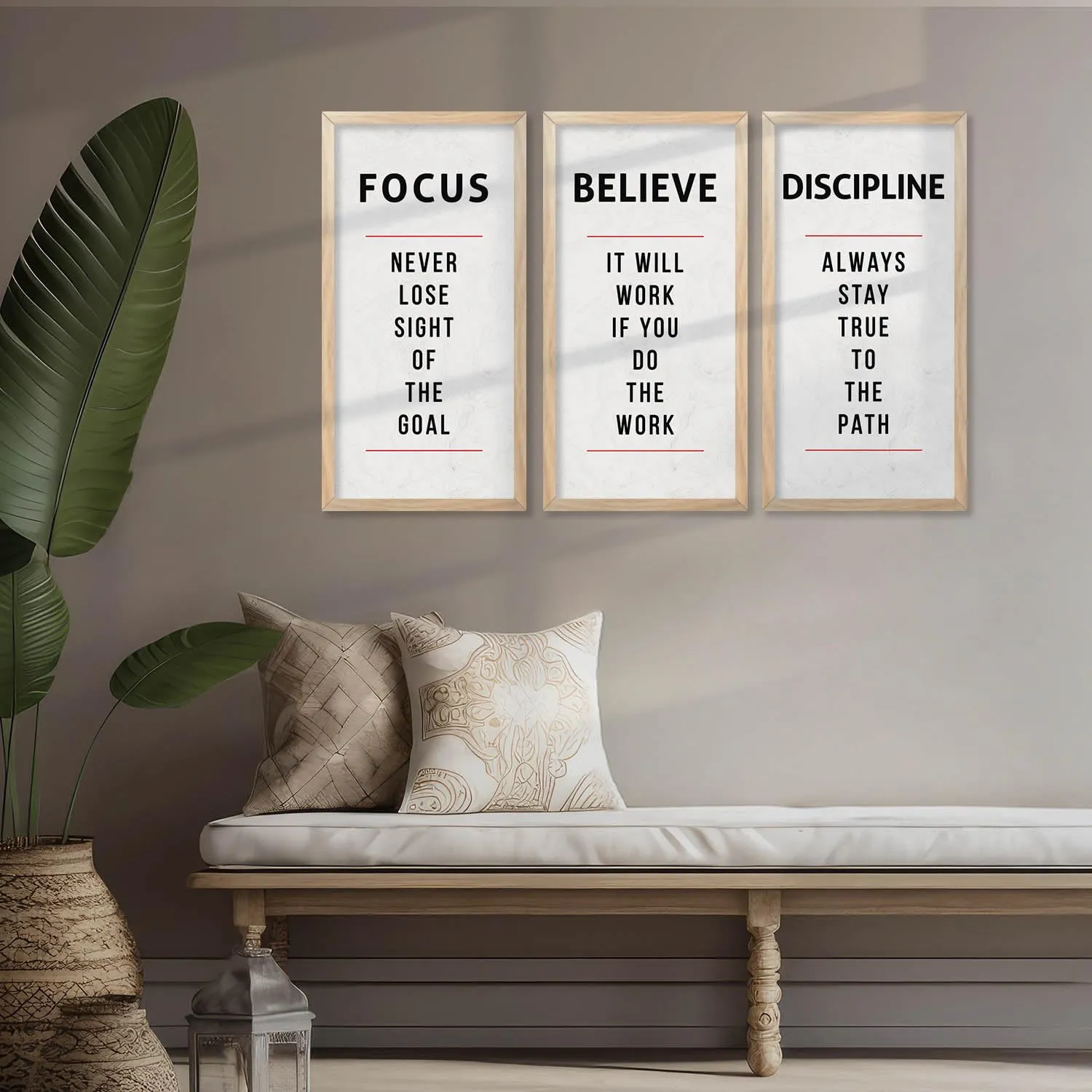 kotart – Motivational Quotes Wall Art For Office Décor Living Room | Motivational Quotes Poster With Frame | Quotes Wall Hanging Painting For Wall Décor Set of 3 (10x19 inch, A)