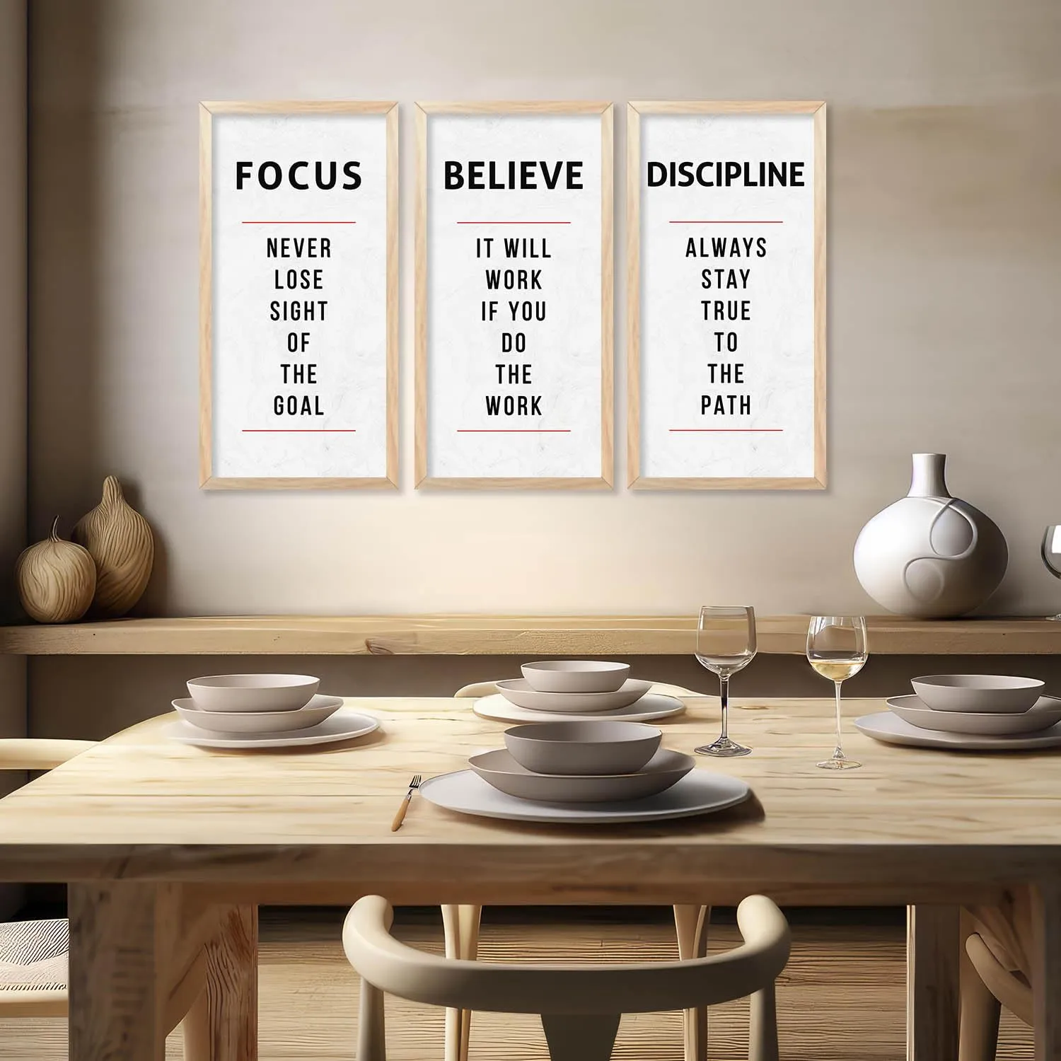kotart – Motivational Quotes Wall Art For Office Décor Living Room | Motivational Quotes Poster With Frame | Quotes Wall Hanging Painting For Wall Décor Set of 3 (10x19 inch, A)