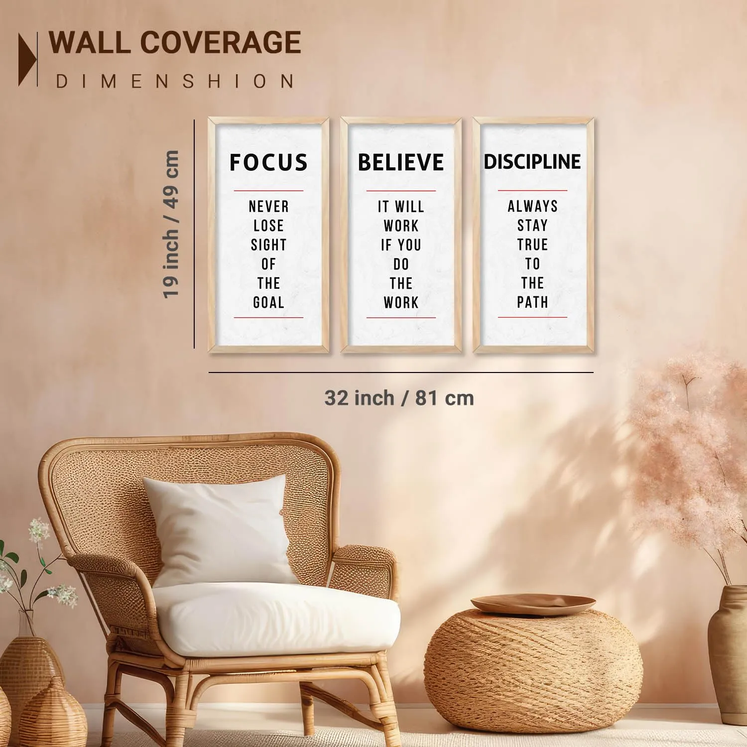 kotart – Motivational Quotes Wall Art For Office Décor Living Room | Motivational Quotes Poster With Frame | Quotes Wall Hanging Painting For Wall Décor Set of 3 (10x19 inch, A)