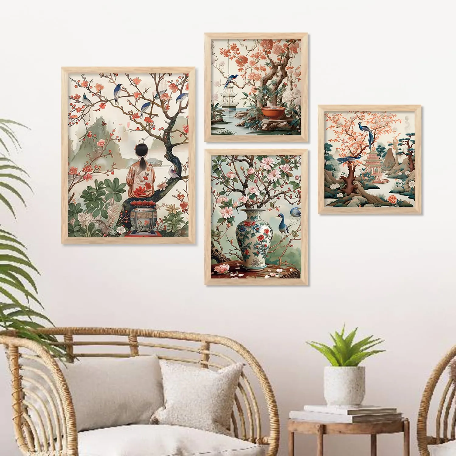 kotart Nature Inspired Modern Art Paintings with Frame for Living Room Bedroom Home and Office Wall Decor Set of 4 frames (C)