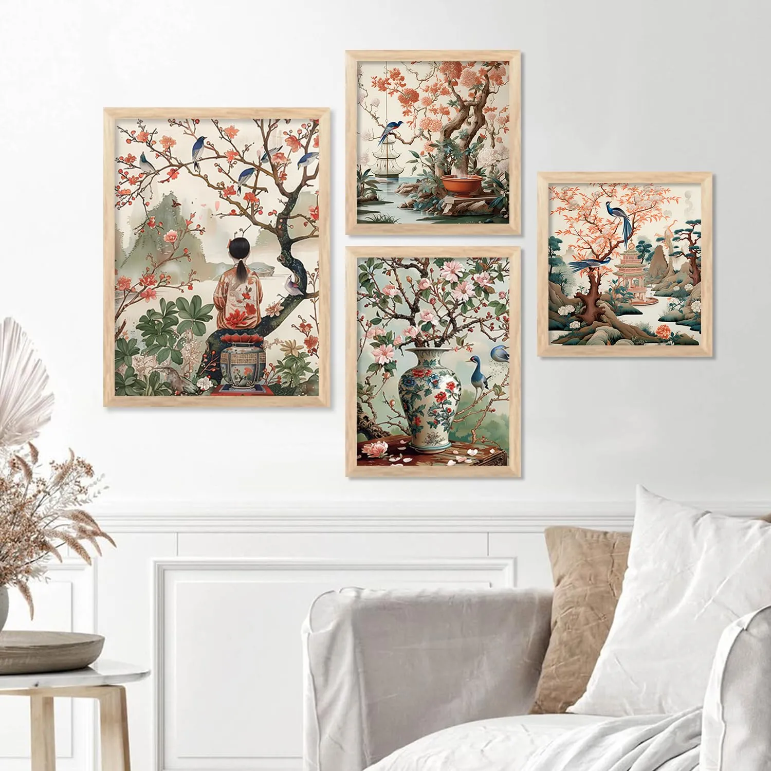 kotart Nature Inspired Modern Art Paintings with Frame for Living Room Bedroom Home and Office Wall Decor Set of 4 frames (C)