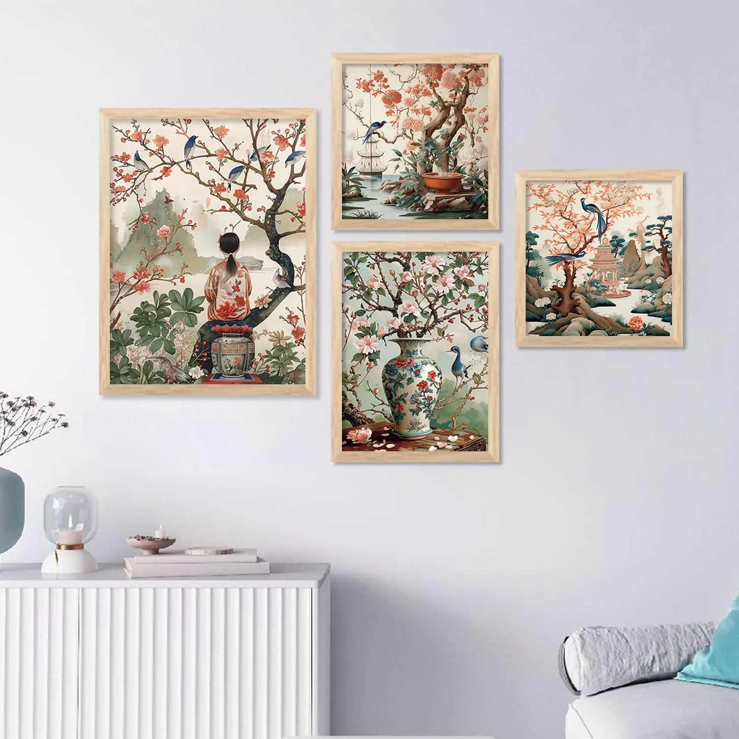 kotart Nature Inspired Modern Art Paintings with Frame for Living Room Bedroom Home and Office Wall Decor Set of 4 frames (C)