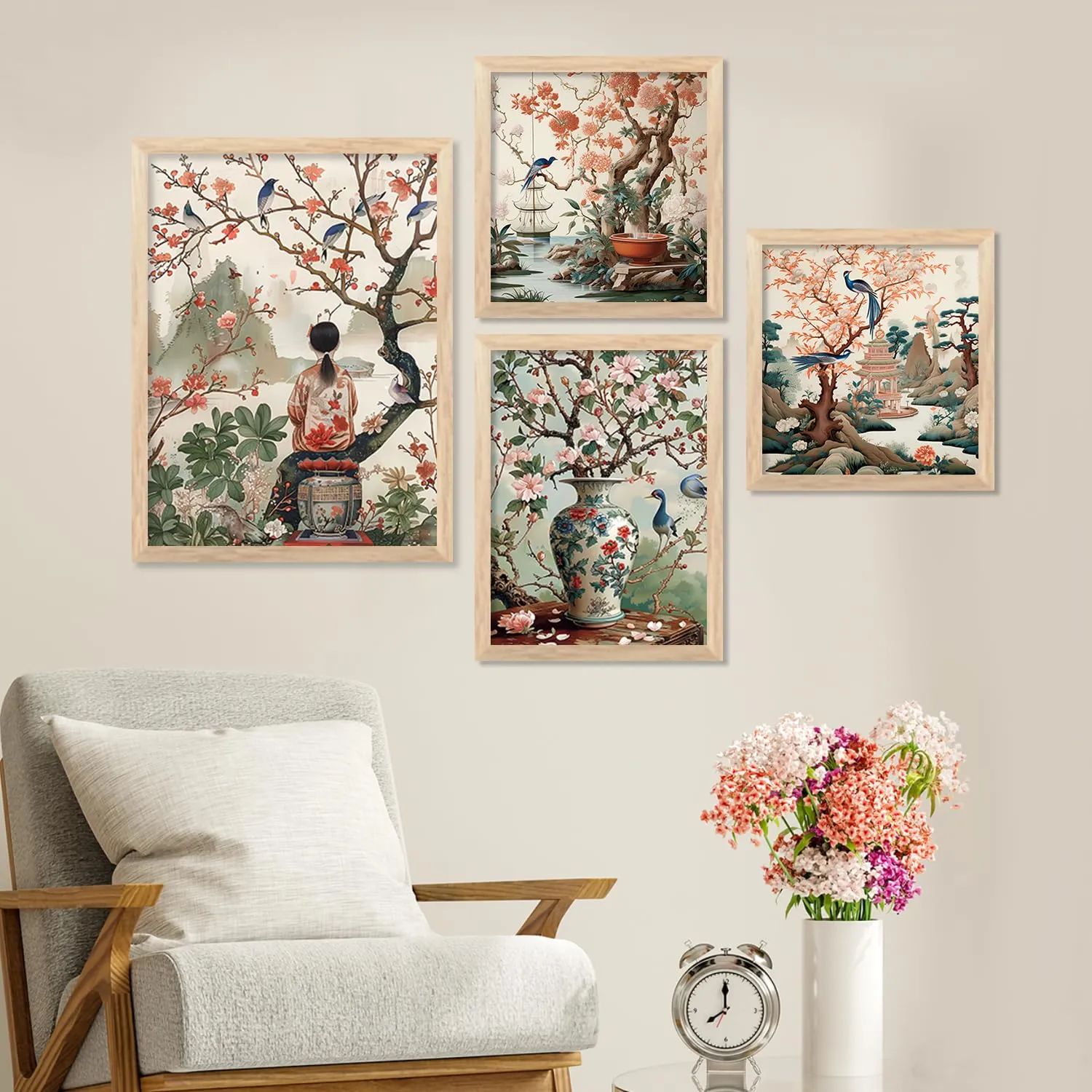 kotart Nature Inspired Modern Art Paintings with Frame for Living Room Bedroom Home and Office Wall Decor Set of 4 frames (C)