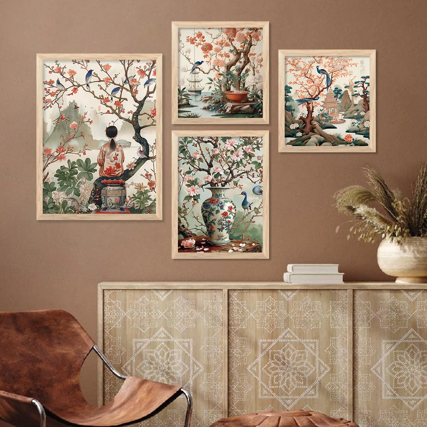 kotart Nature Inspired Modern Art Paintings with Frame for Living Room Bedroom Home and Office Wall Decor Set of 4 frames (C)