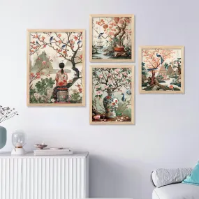 kotart Nature Inspired Modern Art Paintings with Frame for Living Room Bedroom Home and Office Wall Decor Set of 4 frames (C)