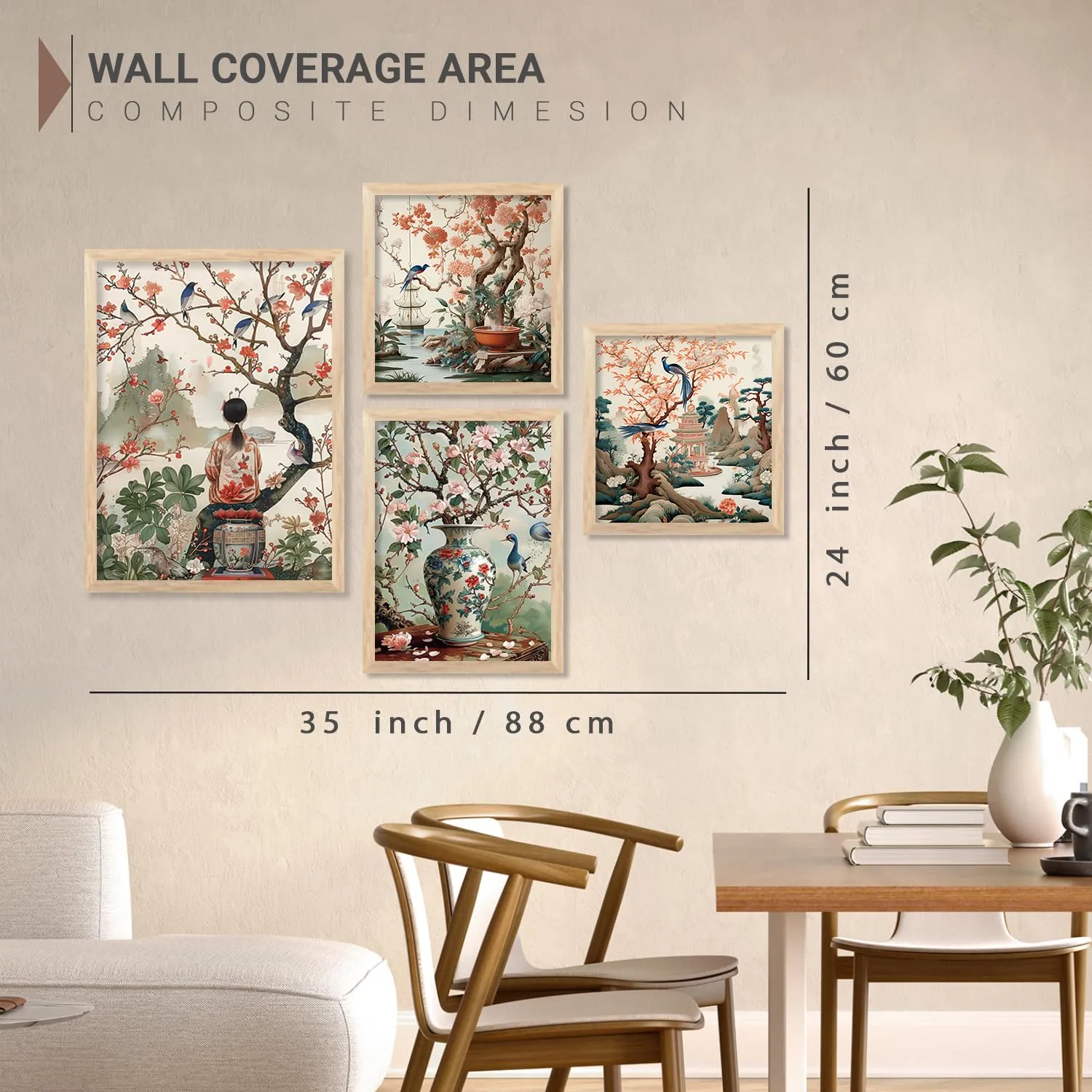kotart Nature Inspired Modern Art Paintings with Frame for Living Room Bedroom Home and Office Wall Decor Set of 4 frames (C)