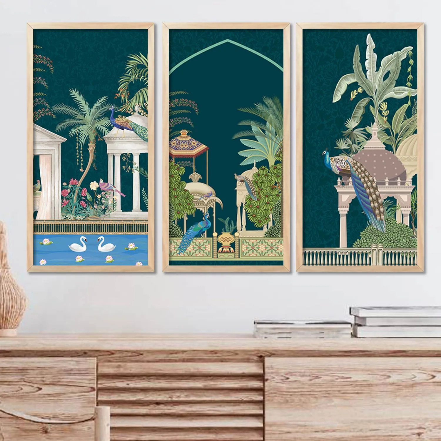 kotart - Painting for wall Decoration |Traditional Indian Art Pichwai Wall Décor Paintings | Traditional Indian Art Pichwai Wall Décor Paintings Set of 3 (10X19 INCH, C)