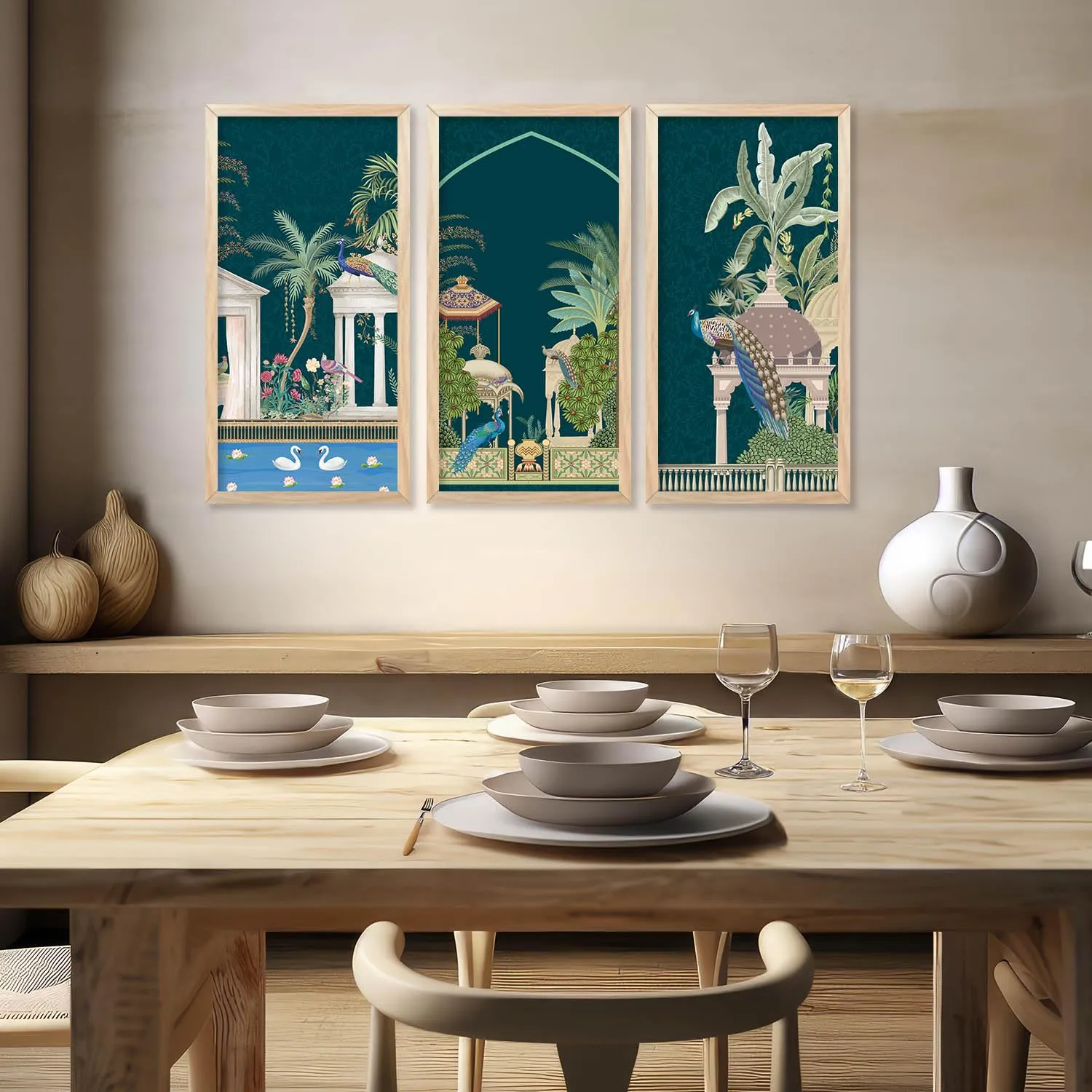 kotart - Painting for wall Decoration |Traditional Indian Art Pichwai Wall Décor Paintings | Traditional Indian Art Pichwai Wall Décor Paintings Set of 3 (10X19 INCH, C)