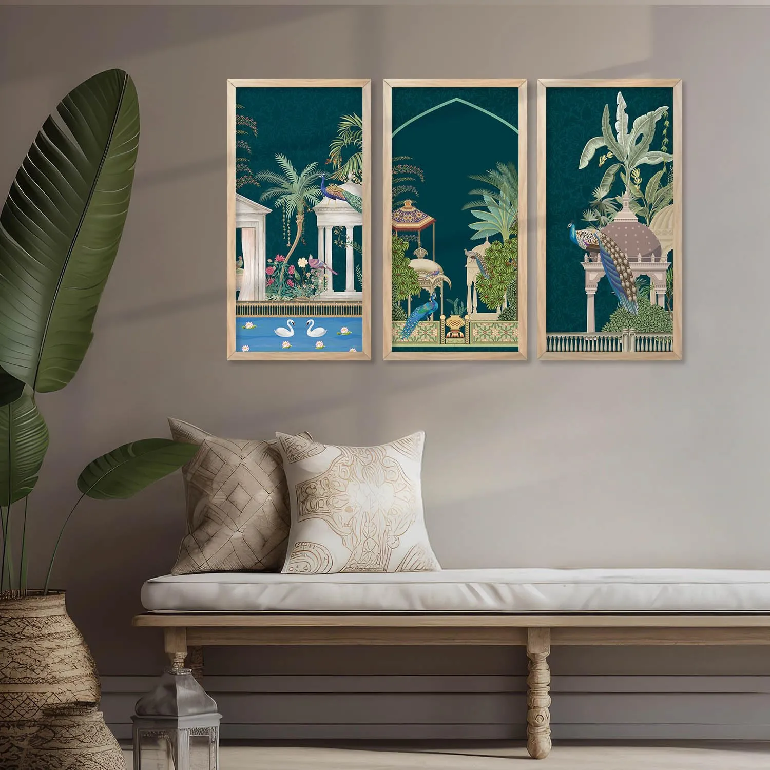 kotart - Painting for wall Decoration |Traditional Indian Art Pichwai Wall Décor Paintings | Traditional Indian Art Pichwai Wall Décor Paintings Set of 3 (10X19 INCH, C)