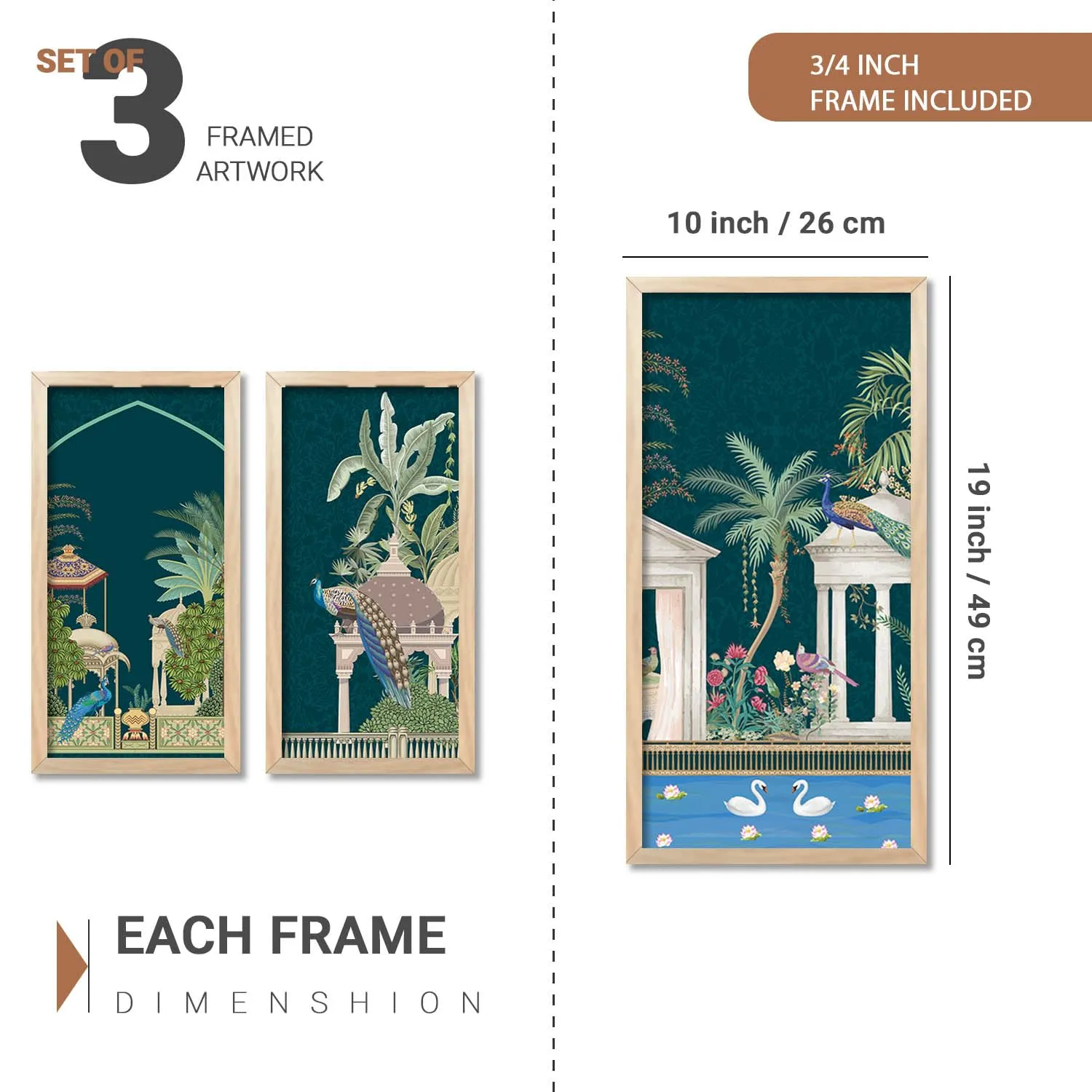 kotart - Painting for wall Decoration |Traditional Indian Art Pichwai Wall Décor Paintings | Traditional Indian Art Pichwai Wall Décor Paintings Set of 3 (10X19 INCH, C)
