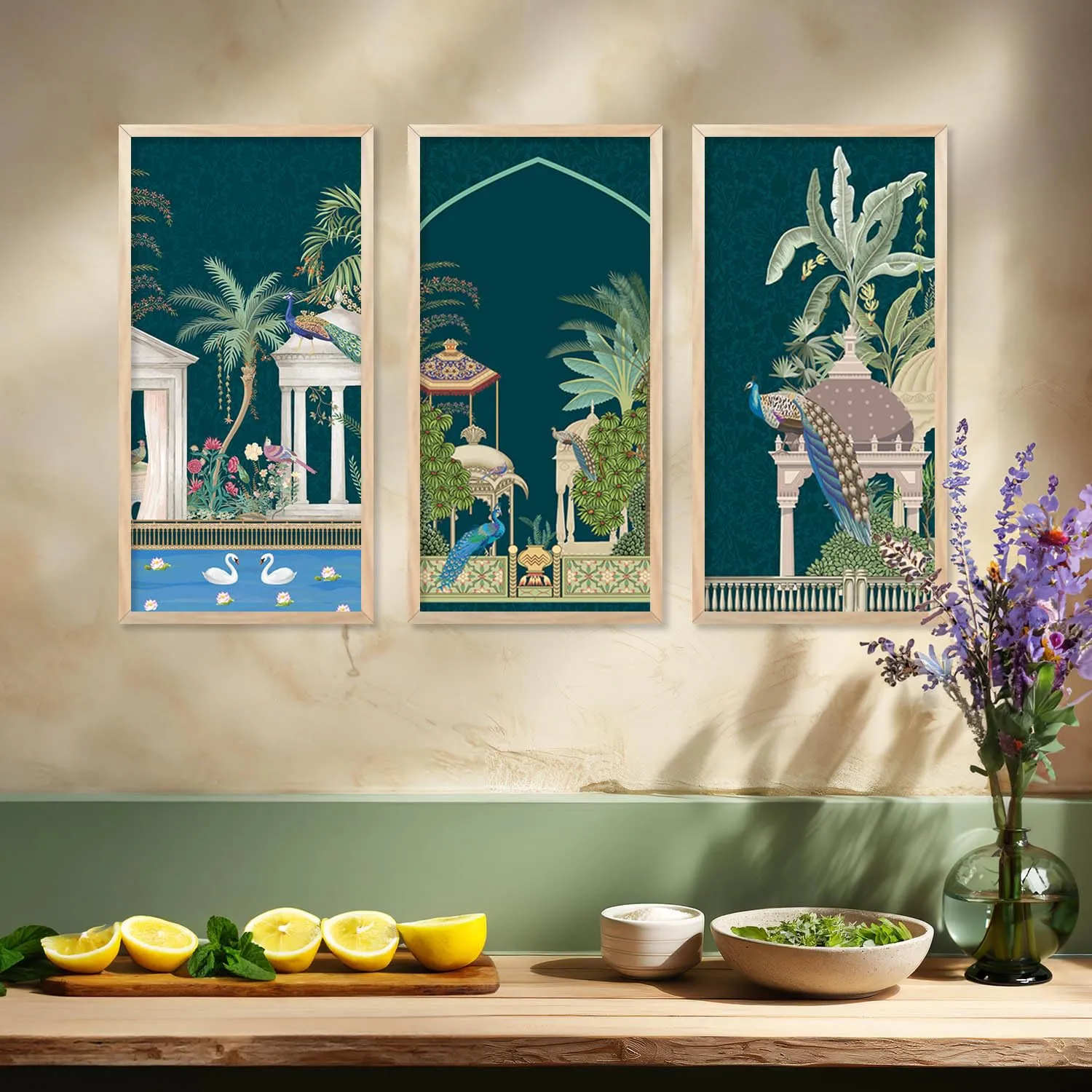 kotart - Painting for wall Decoration |Traditional Indian Art Pichwai Wall Décor Paintings | Traditional Indian Art Pichwai Wall Décor Paintings Set of 3 (10X19 INCH, C)